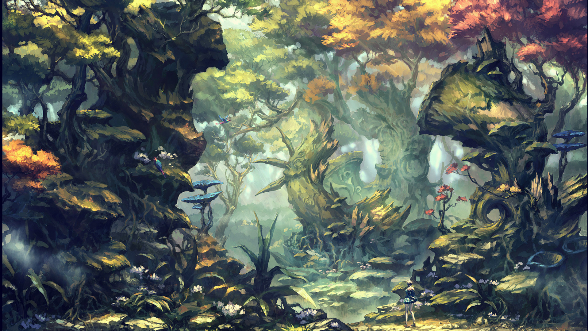 Download mobile wallpaper Fantasy, Light, Forest, Elf for free.