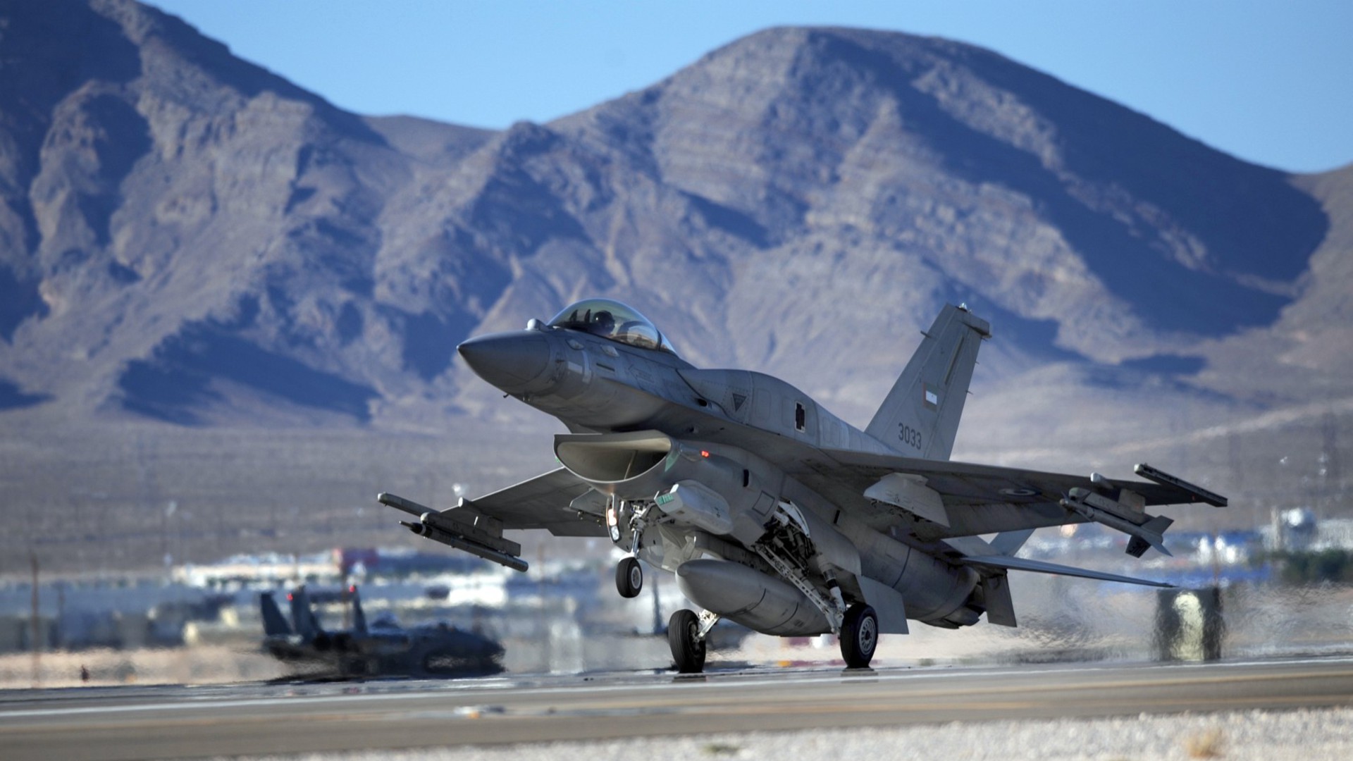 aircraft, jet, military, general dynamics f 16 fighting falcon, desert, takeoff, jet fighters