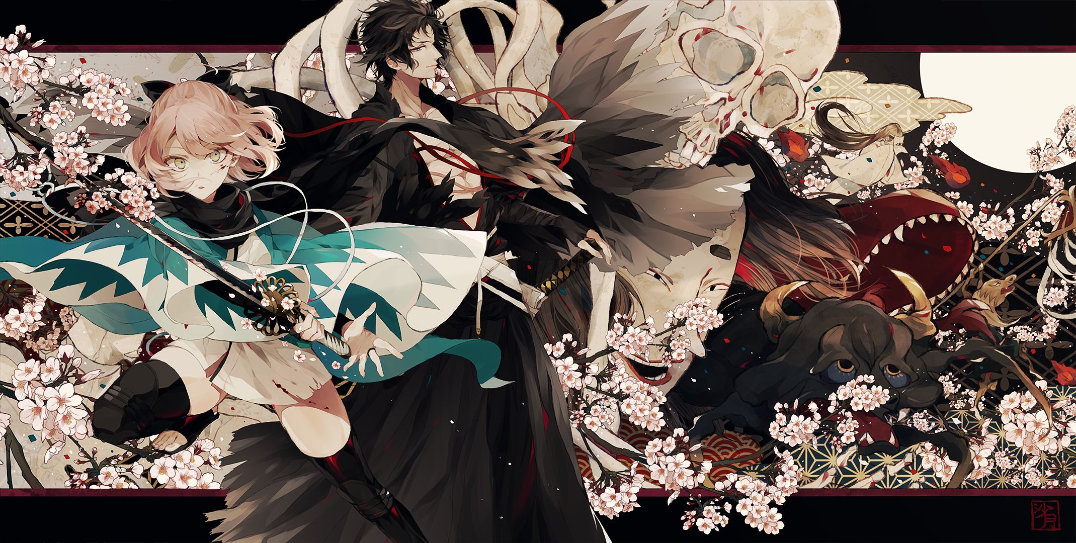 Laden Sie das Animes, Fate/grand Order, Okita Soji, Hijikata Toshizō (Schicksal/großer Orden), Schicksalsserie-Bild kostenlos auf Ihren PC-Desktop herunter