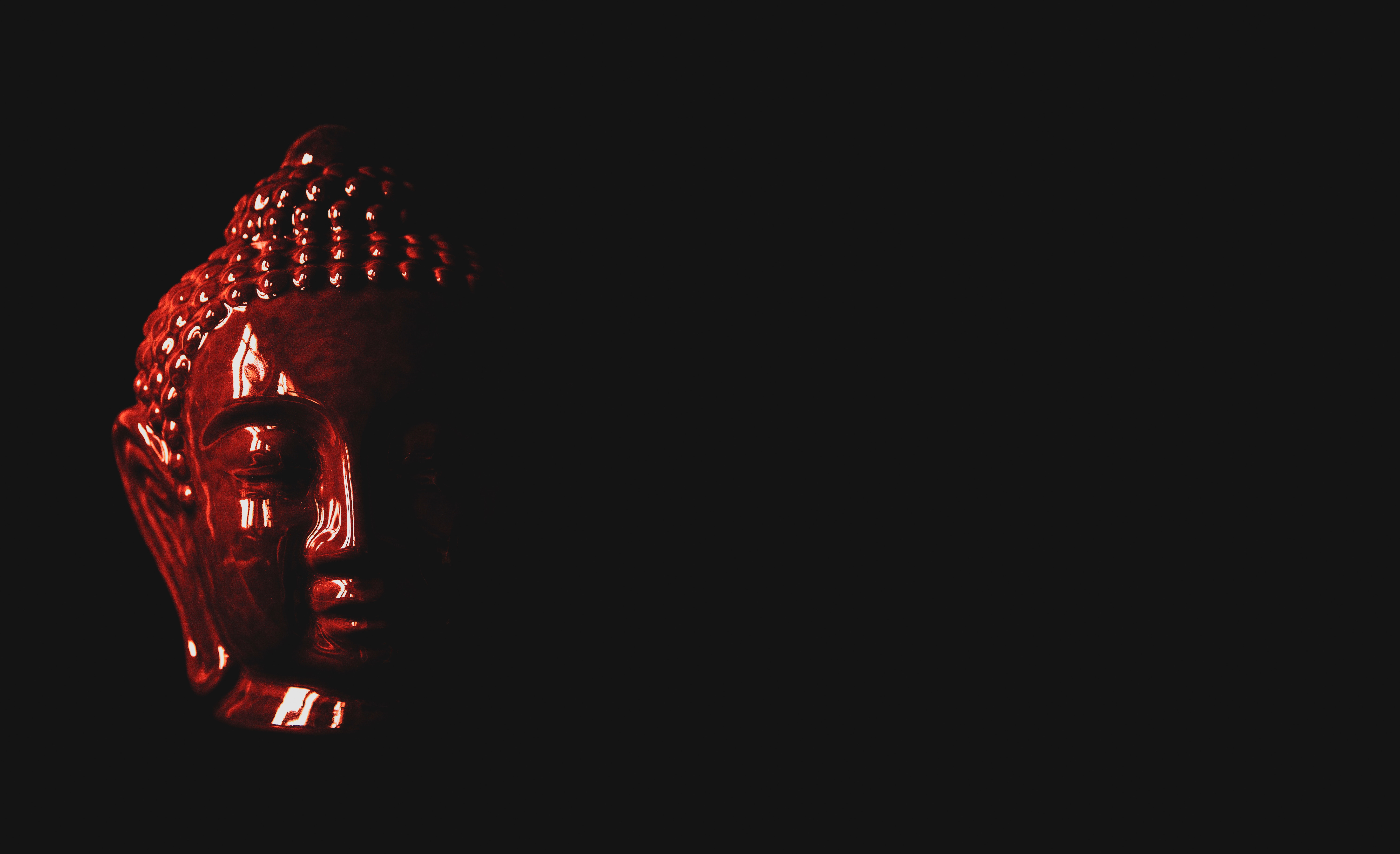 head, buddha, black, red, dark, statuette