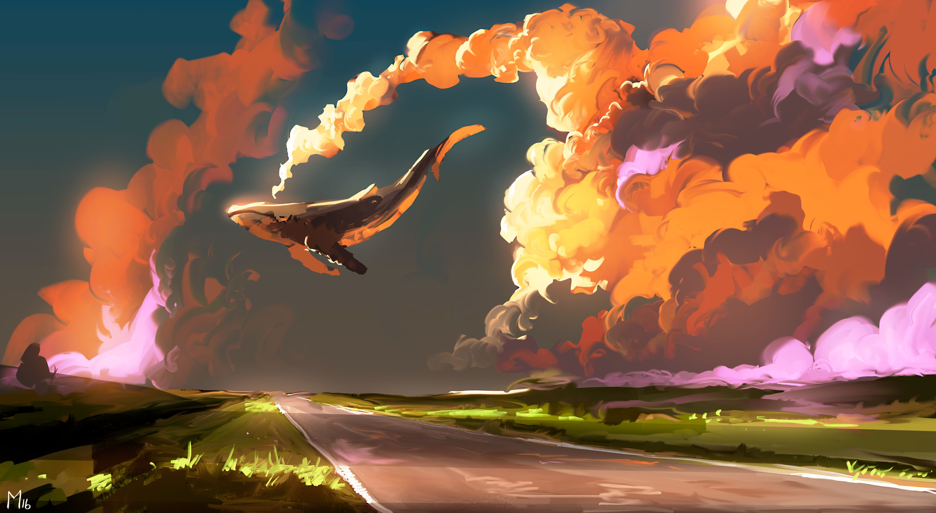 Laden Sie das Fantasie, Wolke, Wal, Himmel, Fantasietiere-Bild kostenlos auf Ihren PC-Desktop herunter