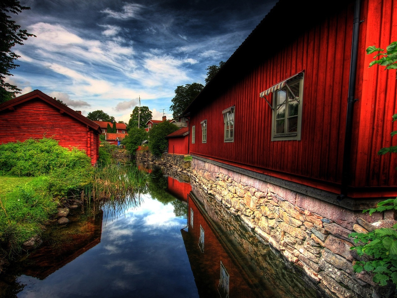 Download mobile wallpaper Streets, Rivers, Landscape, Water, Houses for free.