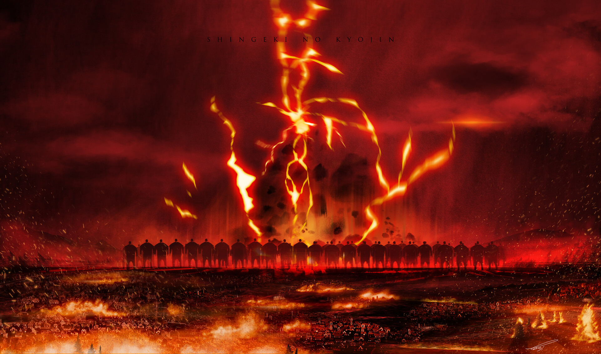 the rumbling (attack on titan), anime, attack on titan