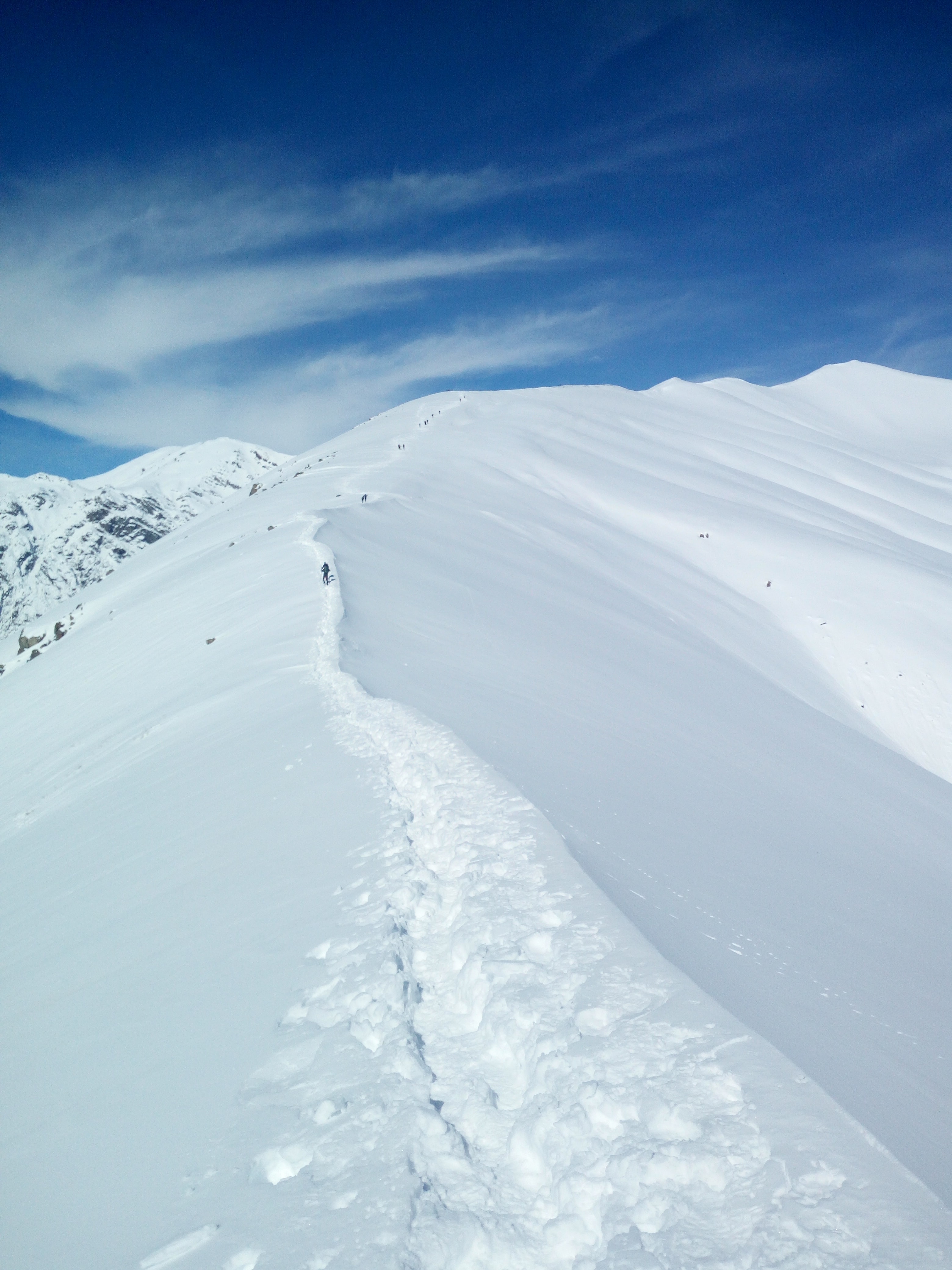 tops, nature, mountains, snow, vertex, track, trace