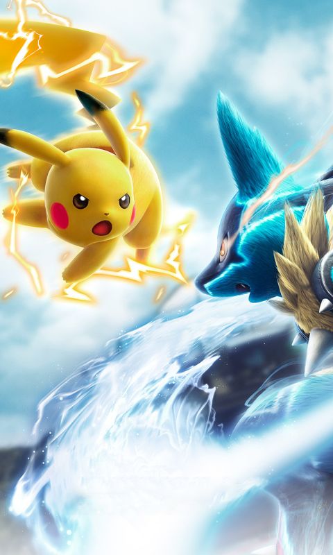 Descarga gratuita de fondo de pantalla para móvil de Pokémon, Pikachu, Videojuego, Lucario (Pokémon), Mega Lucario (Pokémon), Torneo Pokémon.