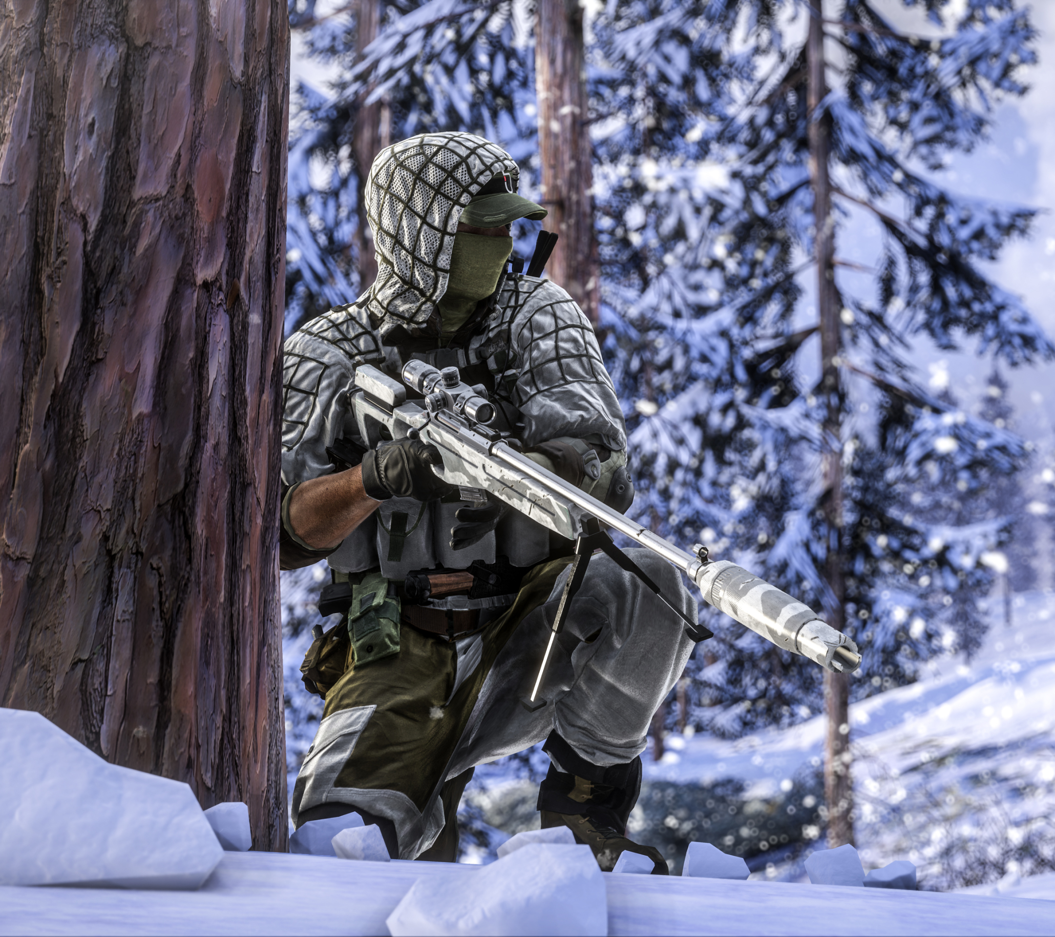 Handy-Wallpaper Winter, Schlachtfeld, Soldat, Computerspiele, Scharfschütze, Scharfschützengewehr, Battlefield 4 kostenlos herunterladen.
