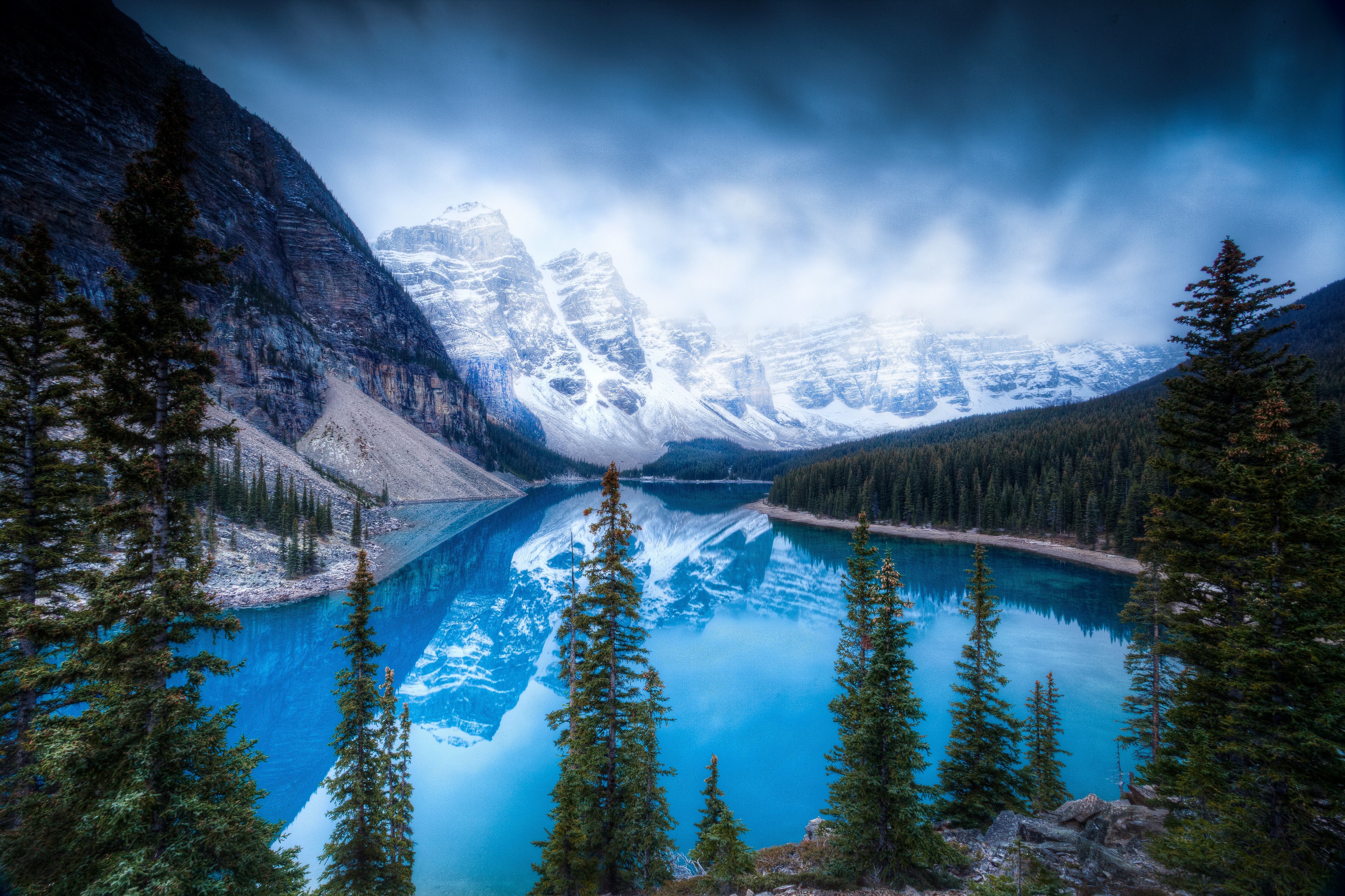 1523153 baixar imagens terra/natureza, lago moraine, alberta, parque nacional de banff, canadá, montanhas rochosas canadenses, lago, montanha, reflecção, vale dos dez picos, lagos - papéis de parede e protetores de tela gratuitamente