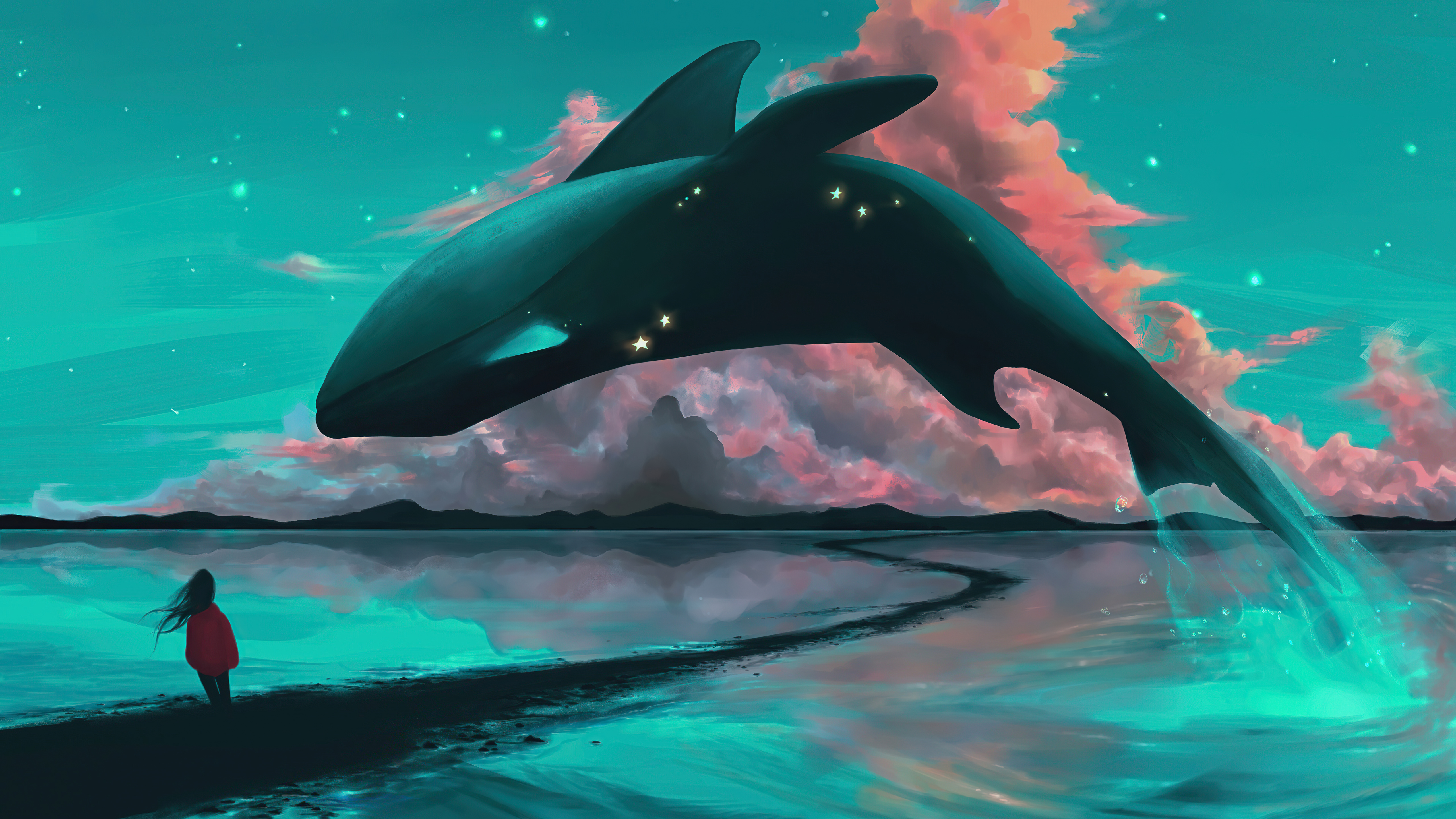 PCデスクトップにファンタジー, 鯨, ファンタジー動物画像を無料でダウンロード