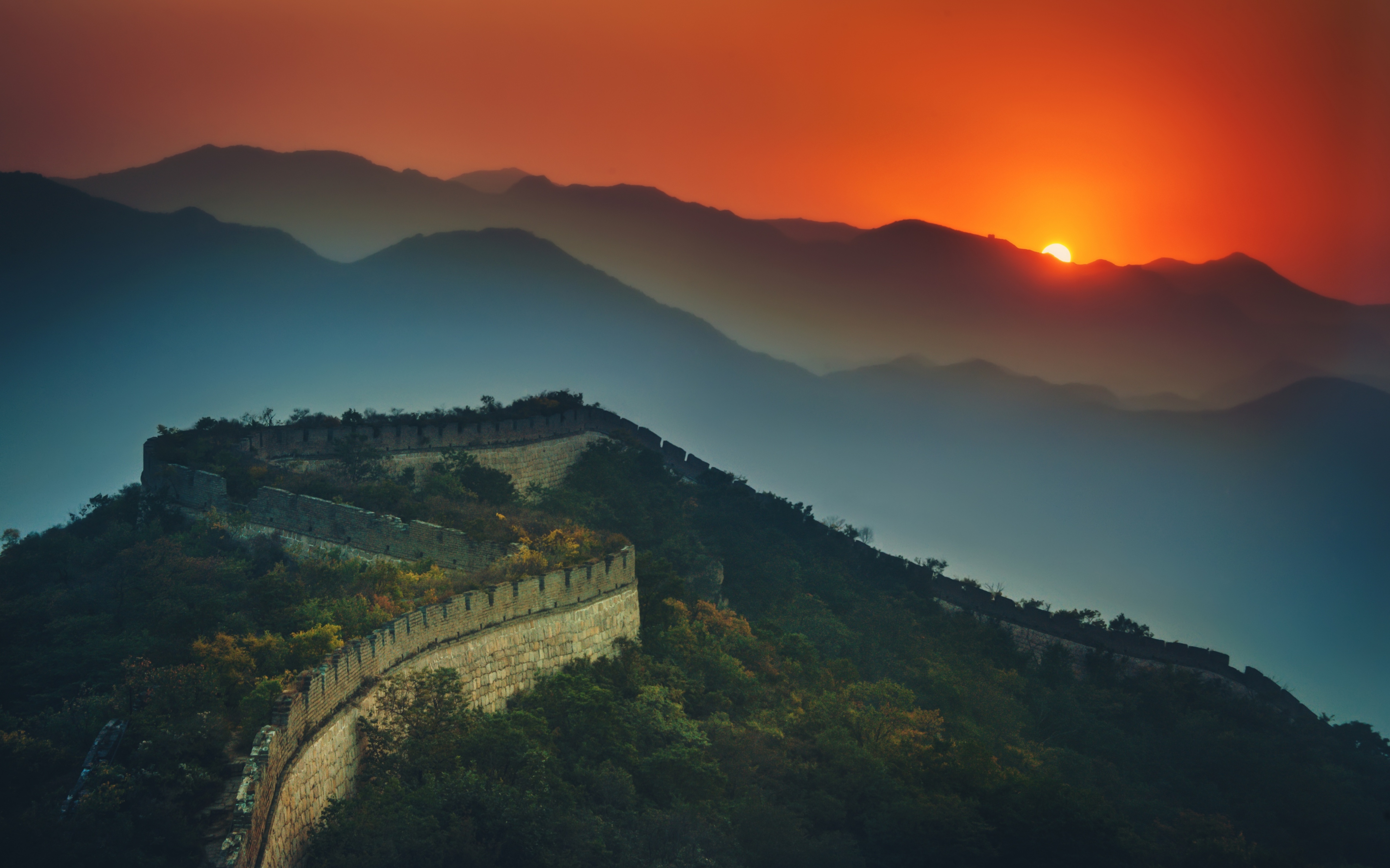 348711画像をダウンロードマンメイド, 万里の長城, 中国, 日没, モニュメント-壁紙とスクリーンセーバーを無料で