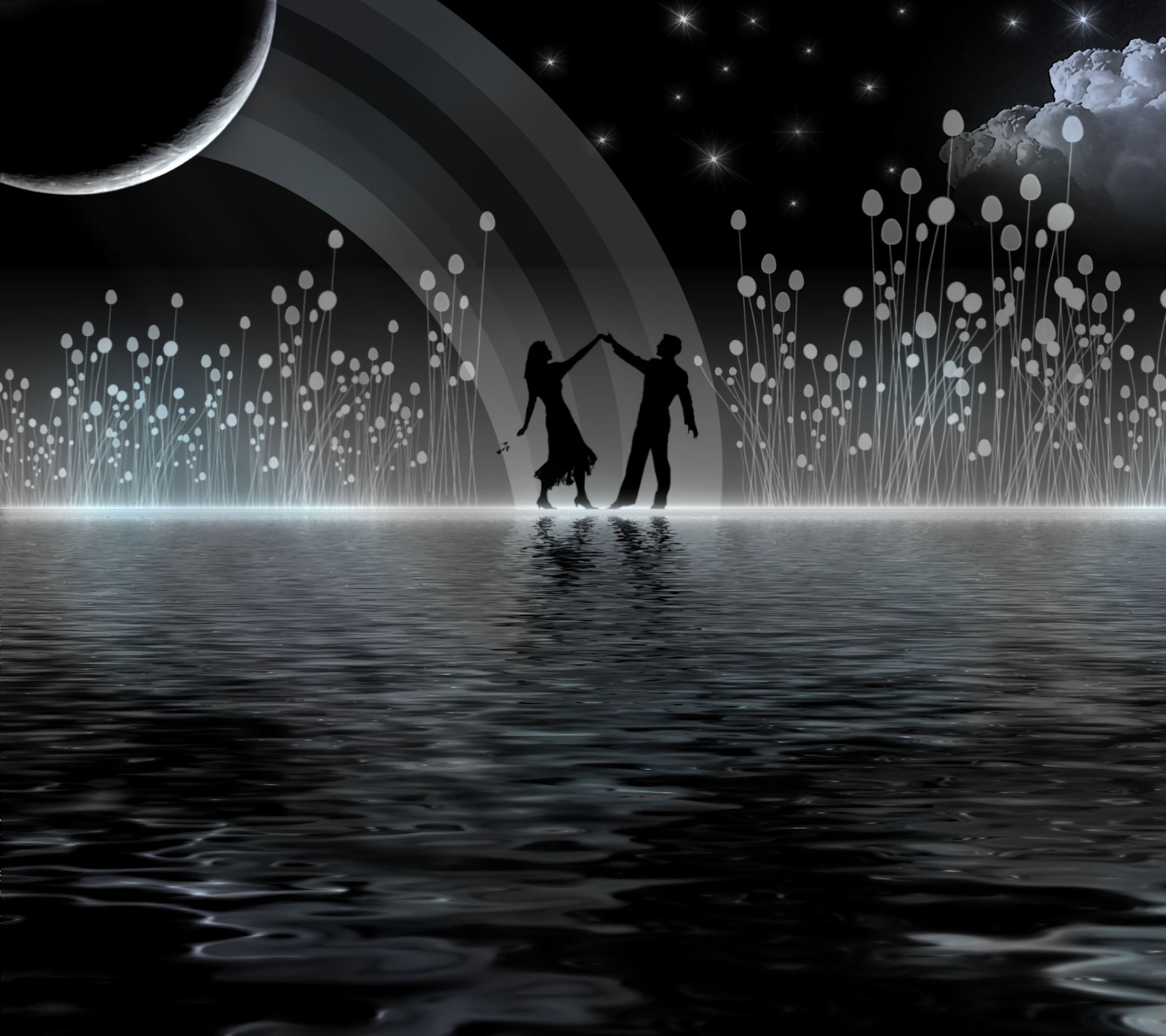 Laden Sie das Mond, Liebe, Wolke, Nacht, Tanzen, Künstlerisch-Bild kostenlos auf Ihren PC-Desktop herunter