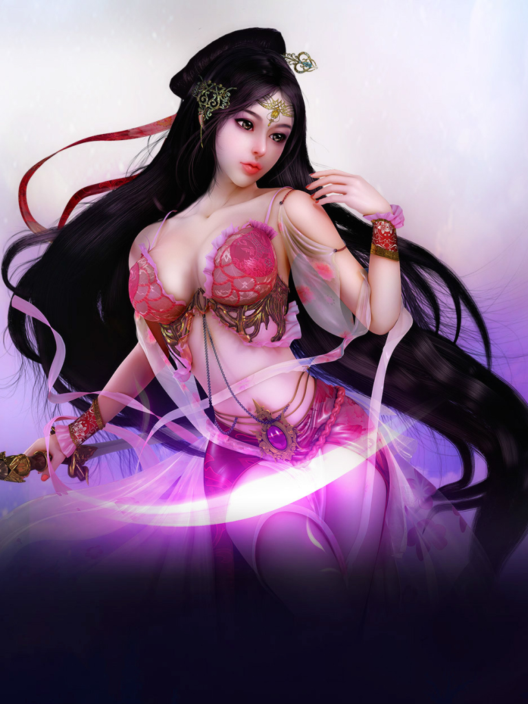 Download mobile wallpaper Fantasy, Oriental, Black Hair, Long Hair, Women Warrior, Woman Warrior for free.