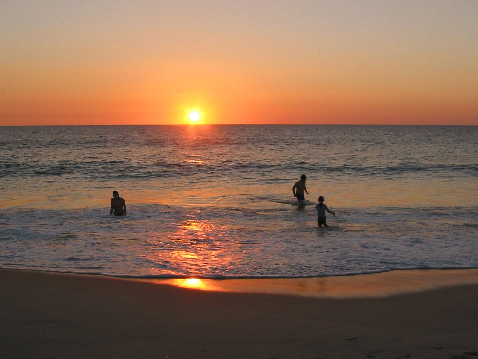 photography, sunset, beach, ocean, people, sand, sun, sunrise, swimming