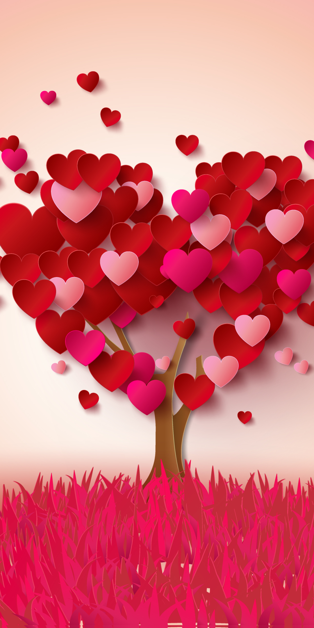 Download mobile wallpaper Pink, Tree, Heart, Artistic for free.