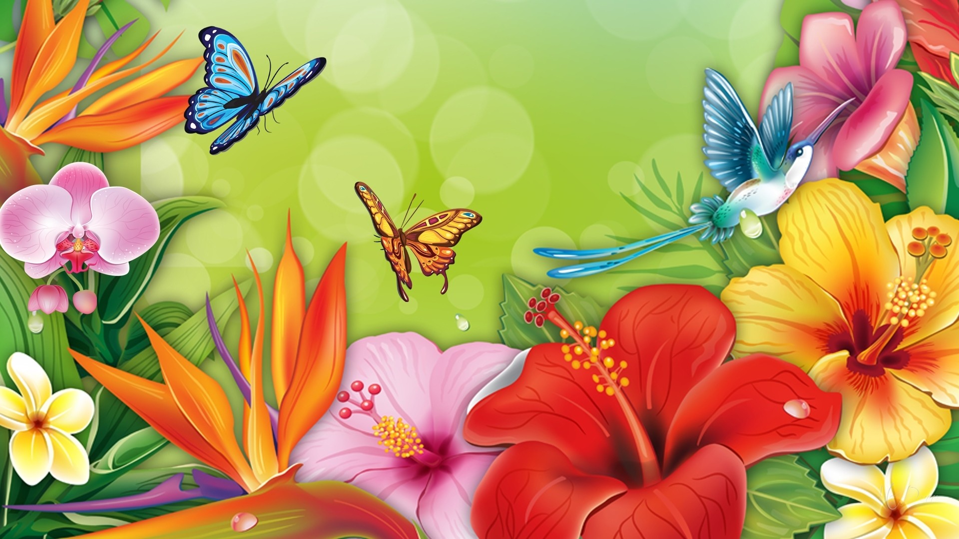 PCデスクトップに蝶, 花, カラフル, 春, 芸術的画像を無料でダウンロード