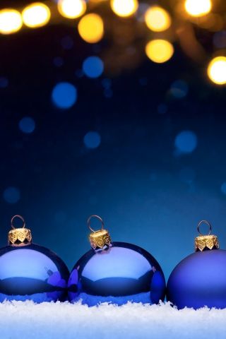 Download mobile wallpaper Snow, Christmas, Holiday, Decoration, Bokeh, Ligths, Bauble for free.