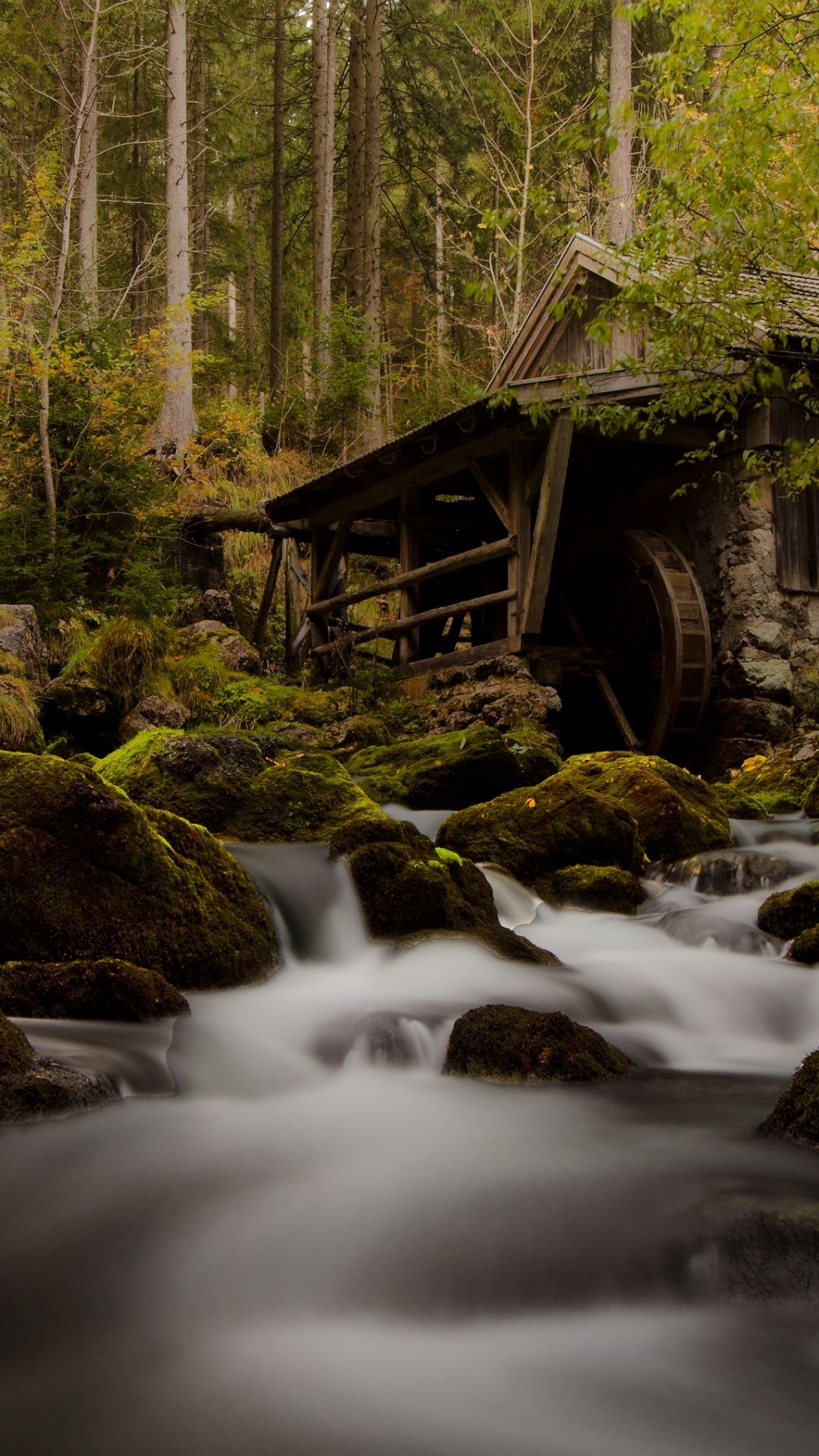 old watermill, man made, watermill, austria, waterfall, torrent, fall, boulder, forest