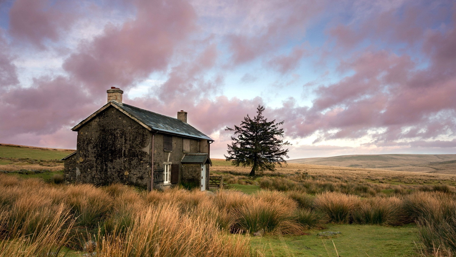 Download mobile wallpaper Grass, Wheat, House, Field, Man Made for free.