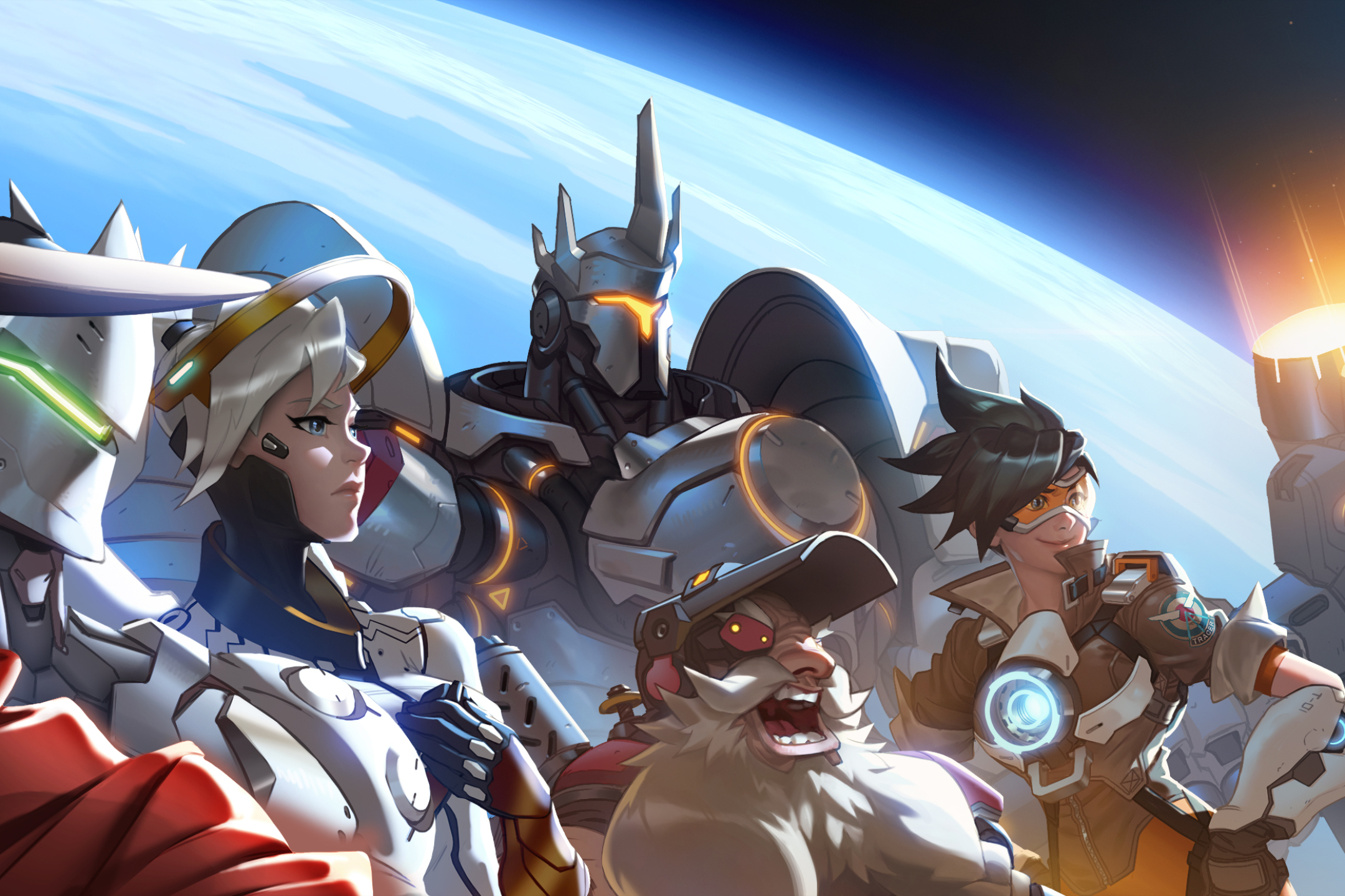 Download mobile wallpaper Overwatch, Video Game, Mercy (Overwatch), Reinhardt (Overwatch), Tracer (Overwatch), Torbjörn (Overwatch), Genji (Overwatch) for free.