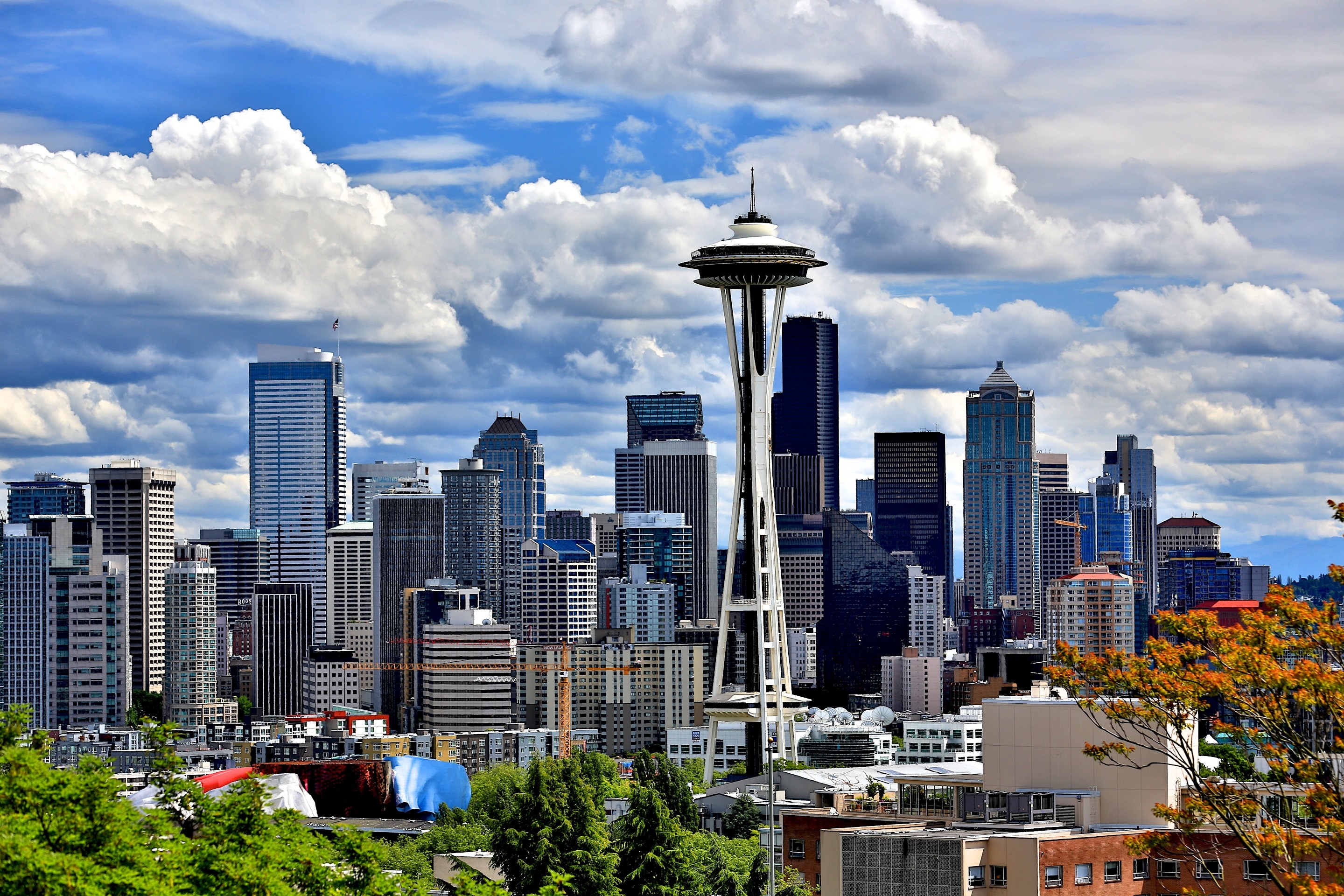 seattle, man made, city, space needle, cities