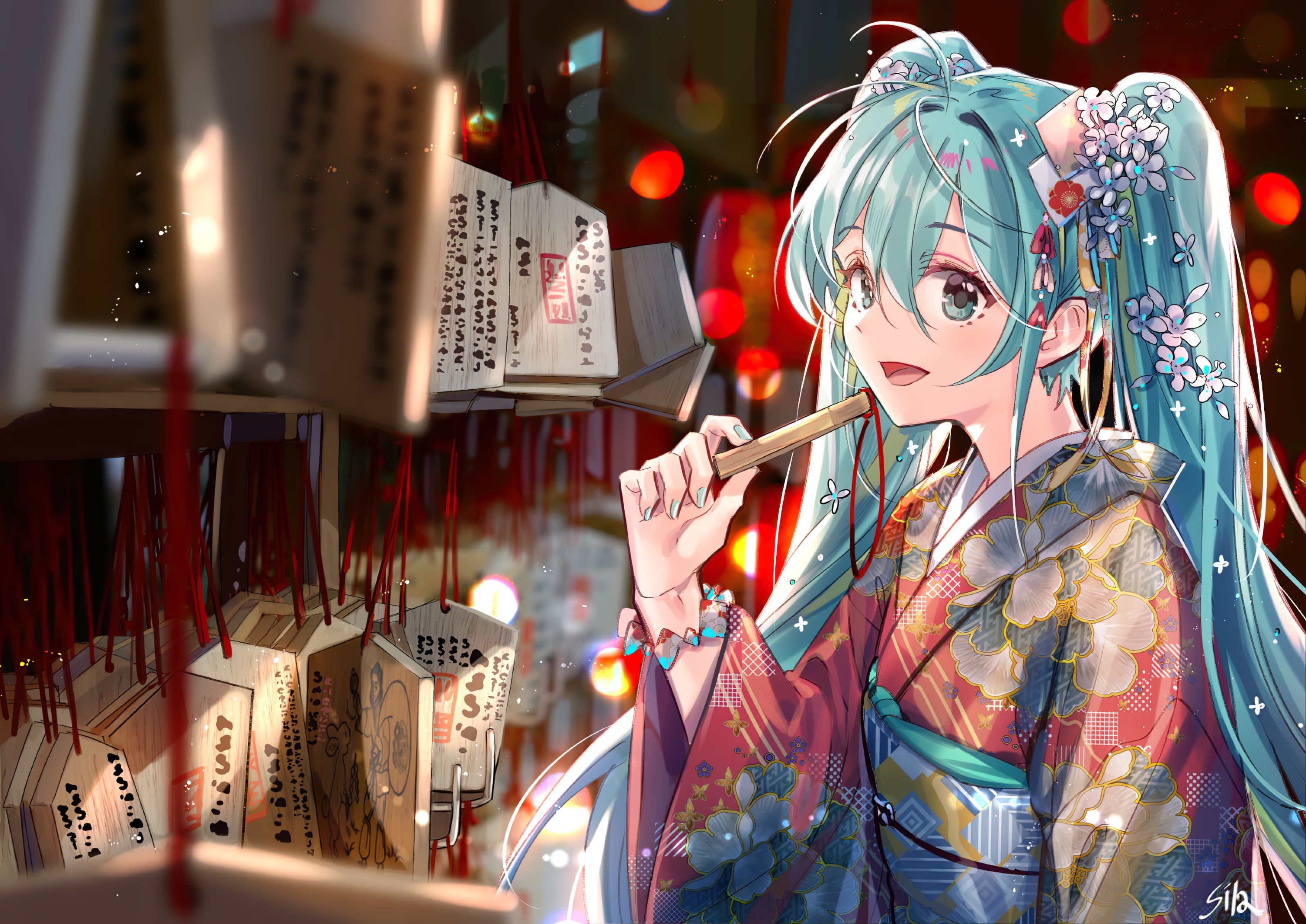 Descarga gratuita de fondo de pantalla para móvil de Vocaloid, Kimono, Animado, Hatsune Miku.