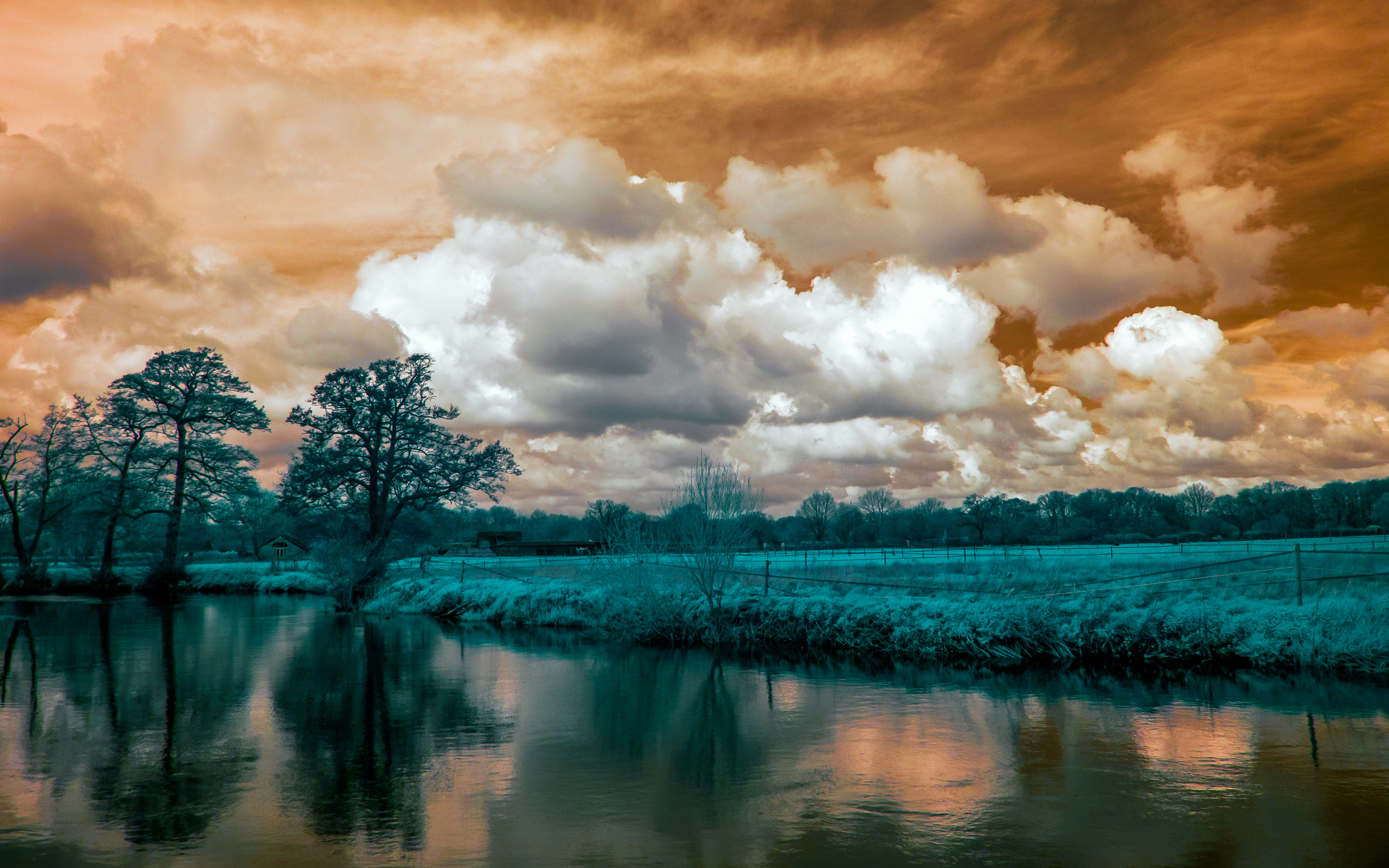 Download mobile wallpaper Landscape, Nature, Sky, Reflection, Tree, Earth, Cloud, River for free.