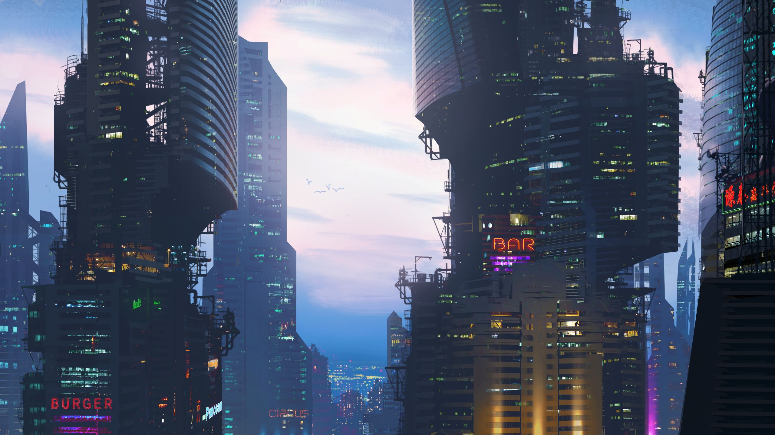 853432 descargar imagen paisaje urbano ciberpunk, ciencia ficción, ciudad, edificio, nube, rascacielos: fondos de pantalla y protectores de pantalla gratis