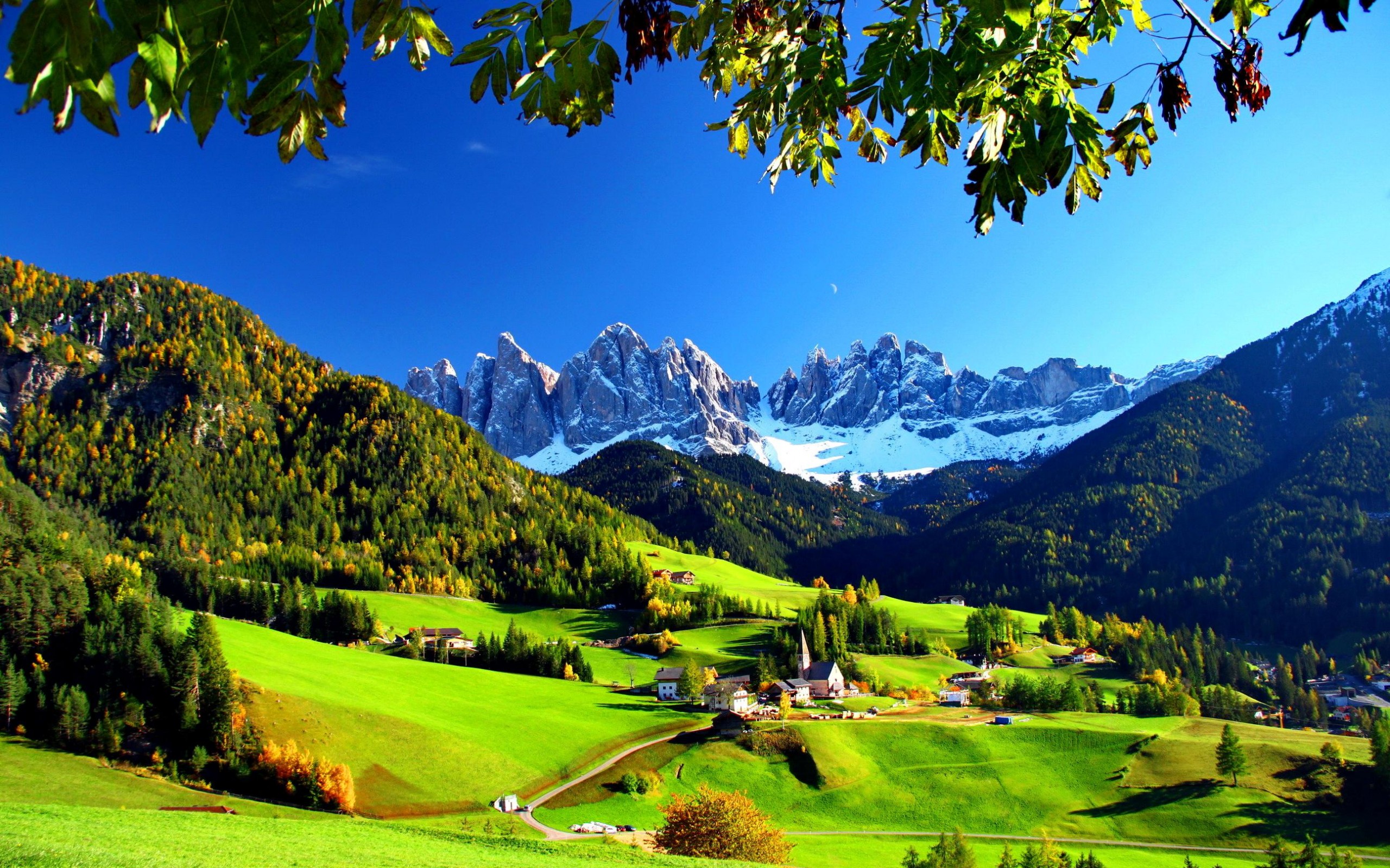Download mobile wallpaper Italy, Mountain, Forest, Tree, House, Earth, Village, Valley, Man Made for free.