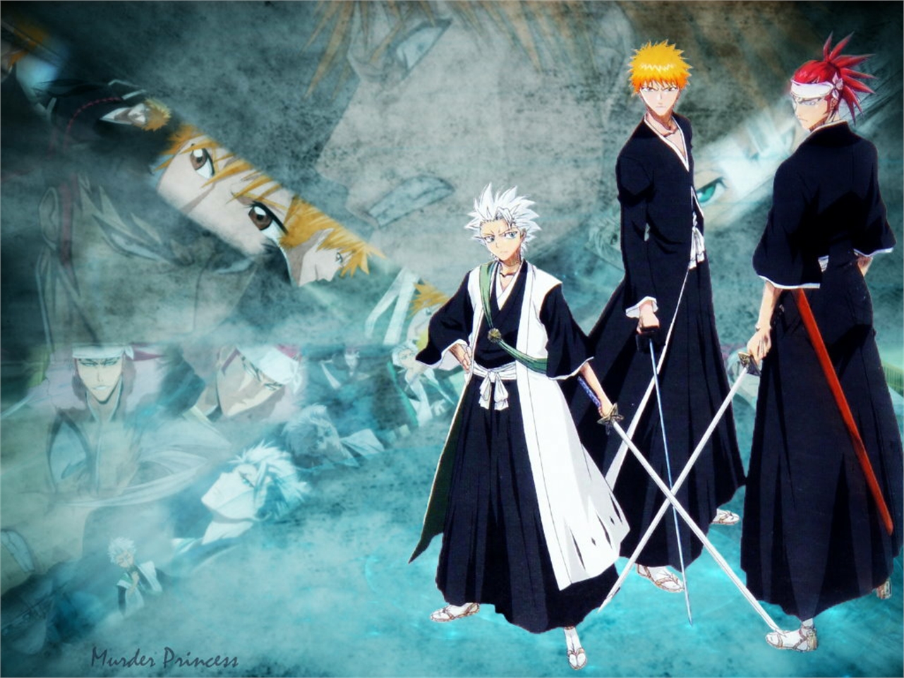 Handy-Wallpaper Bleach, Animes, Renji Abarai, Ichigo Kurosaki, Tōshirō Hitsugaya kostenlos herunterladen.