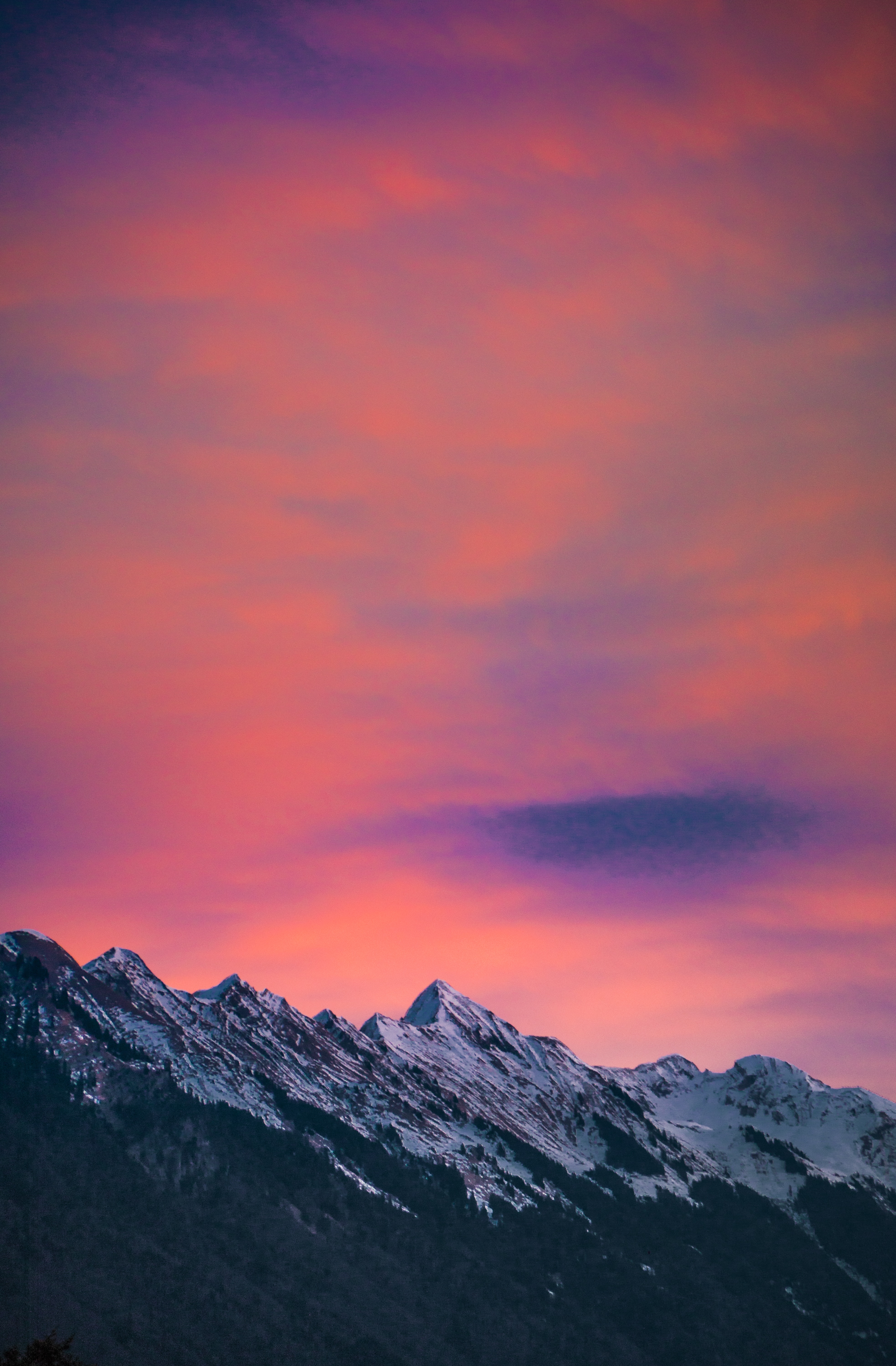 Download mobile wallpaper Dusk, Twilight, Clouds, Mountain Range, Mountains, Landscape, Nature for free.