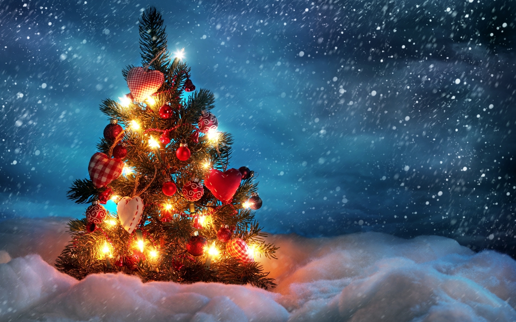 fir trees, holidays, new year, snow, blue Full HD