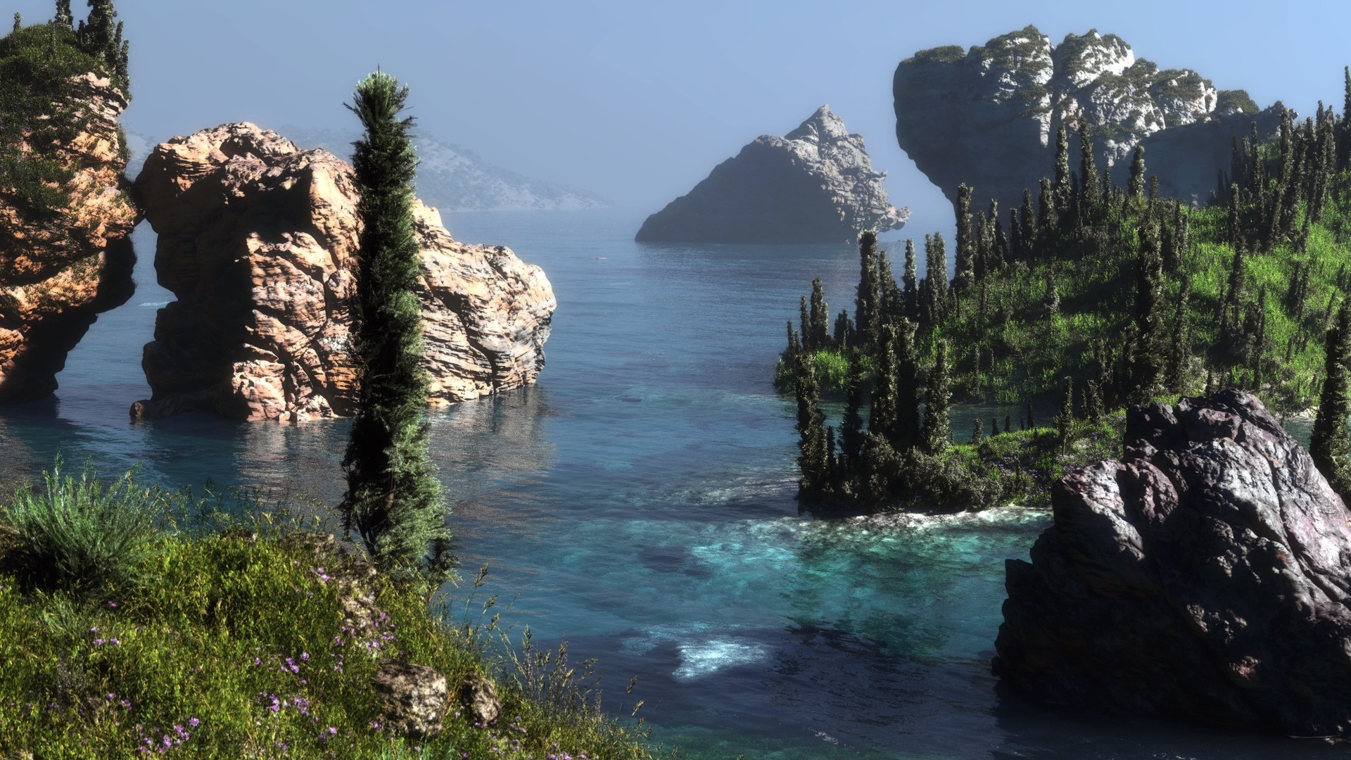 Laden Sie das Landschaft, Mountains, Sea-Bild kostenlos auf Ihren PC-Desktop herunter