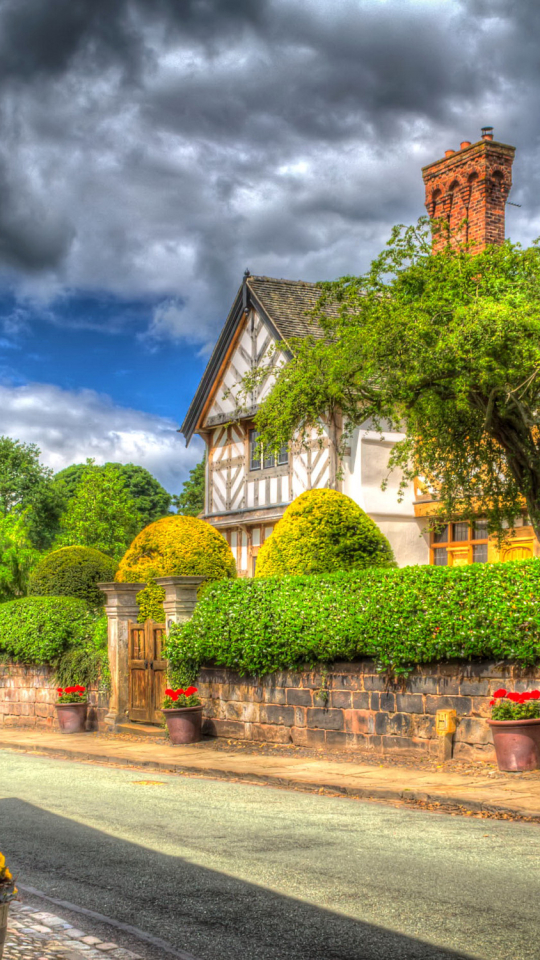 Download mobile wallpaper Building, Road, Tree, House, Hdr, Street, England, Man Made for free.