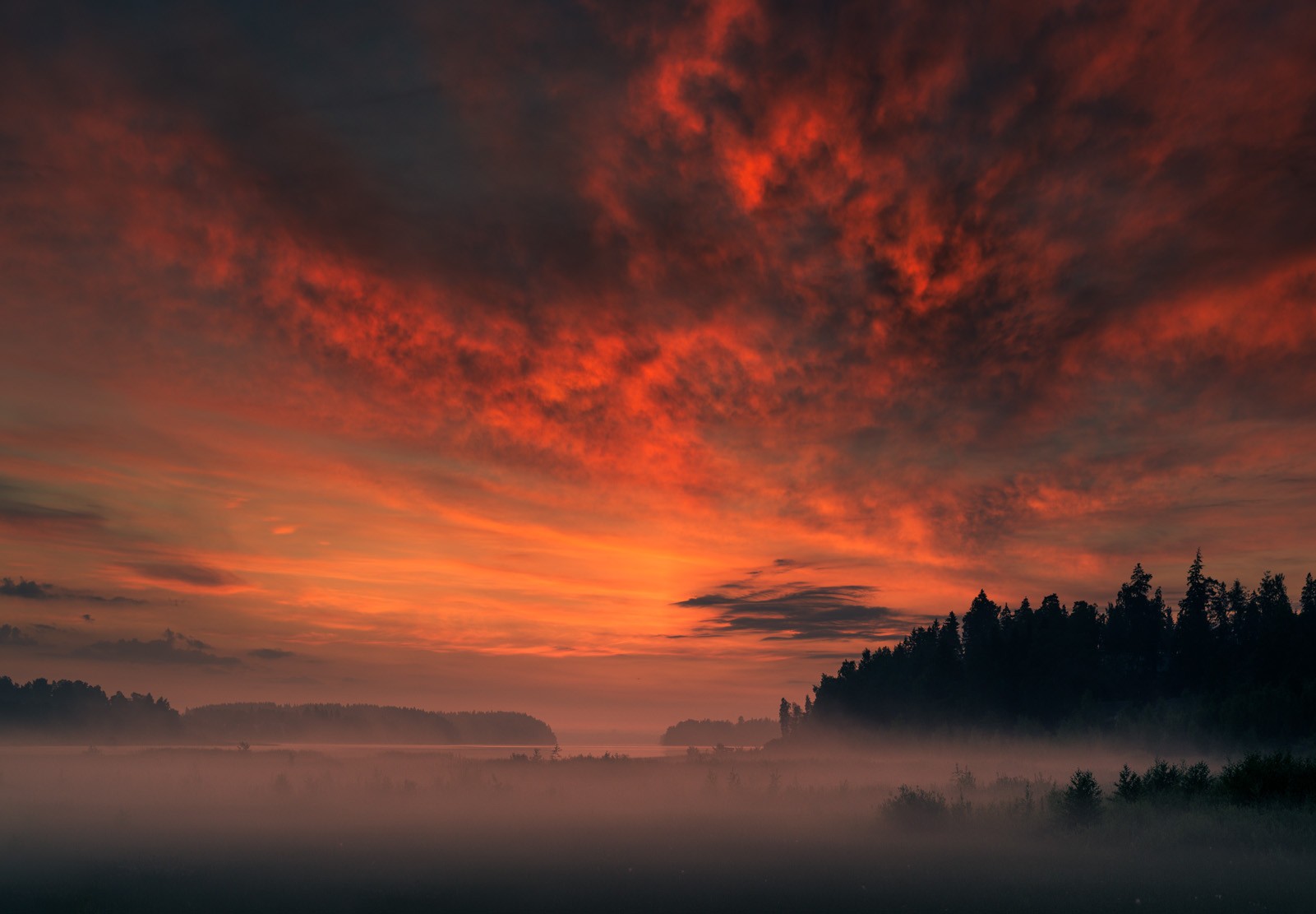 Handy-Wallpaper See, Wald, Wolke, Himmel, Sonnenuntergang, Erde/natur, Orange Farbe) kostenlos herunterladen.