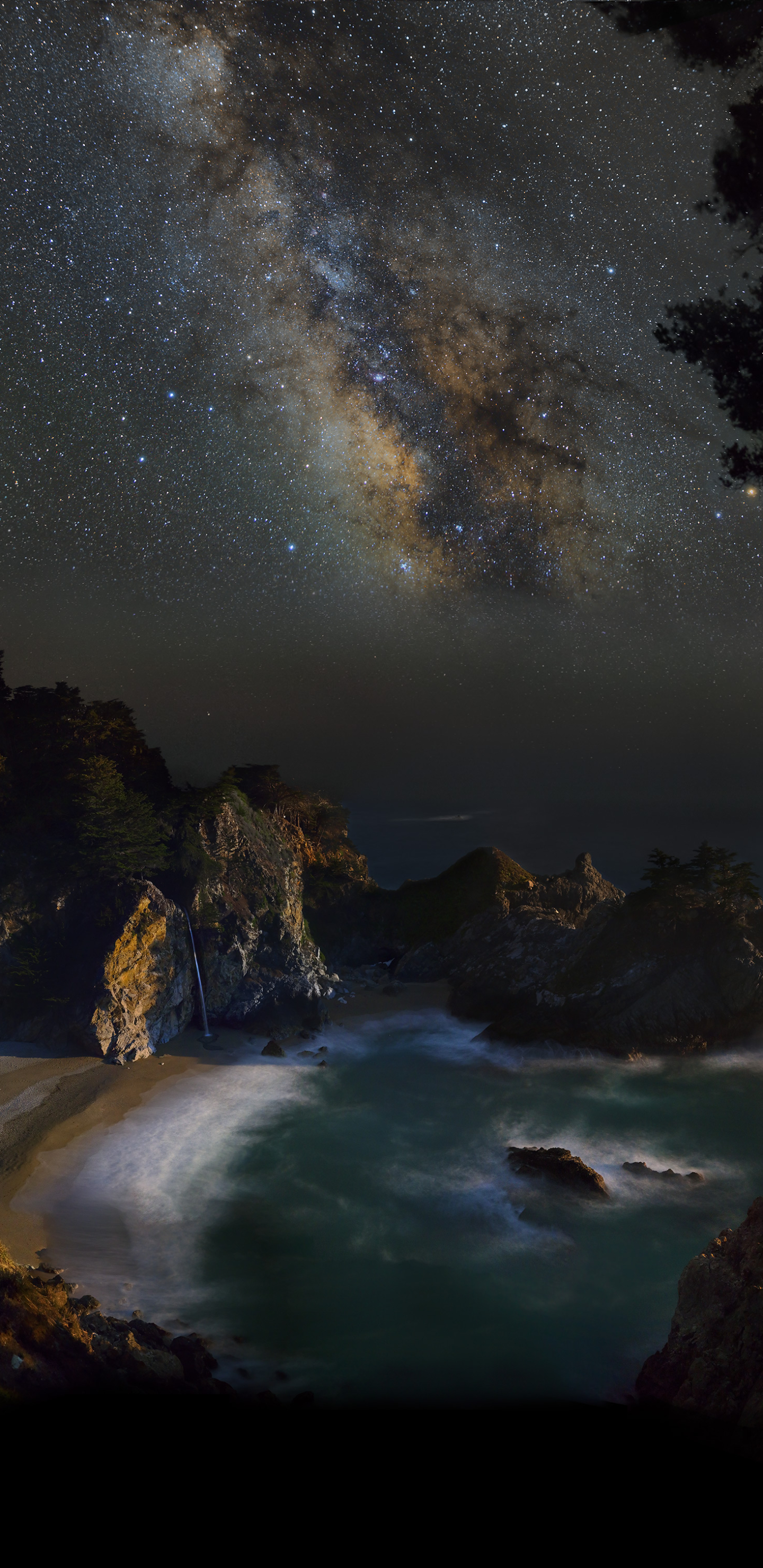 Download mobile wallpaper Night, Starry Sky, Earth, Milky Way, California, Big Sur for free.