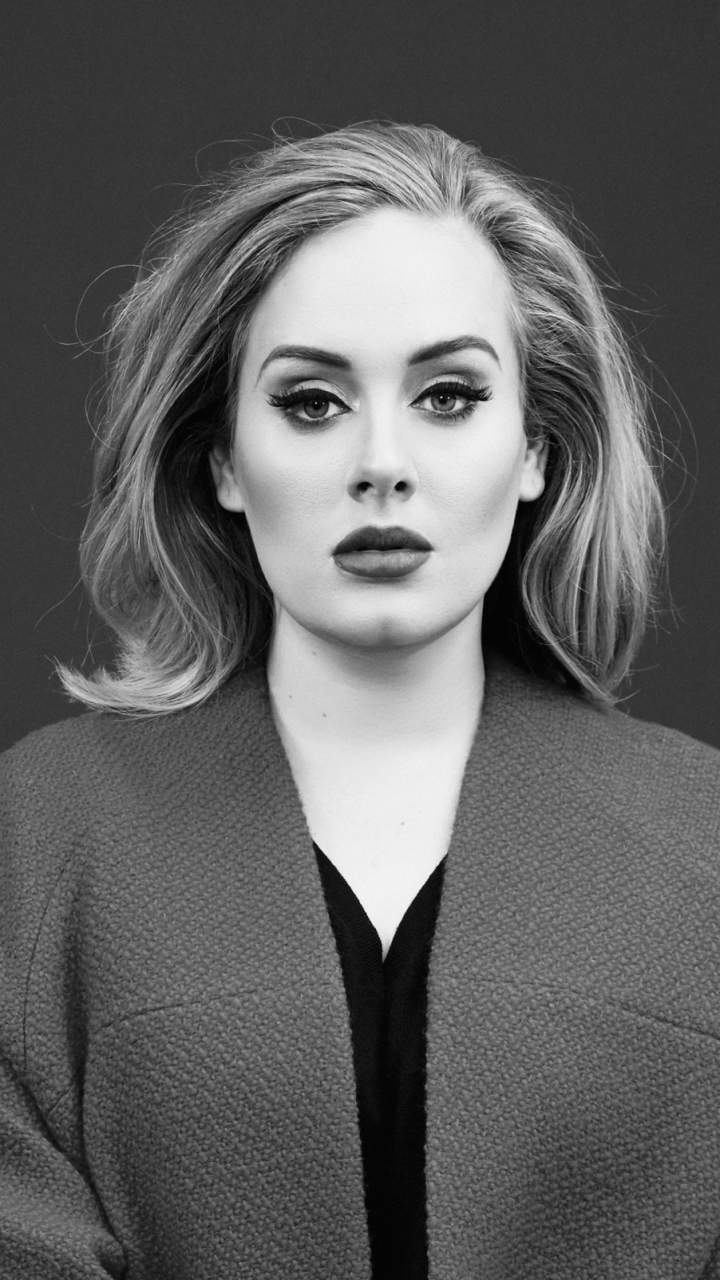 Download mobile wallpaper Music, Singer, Blonde, English, Black & White, Adele for free.