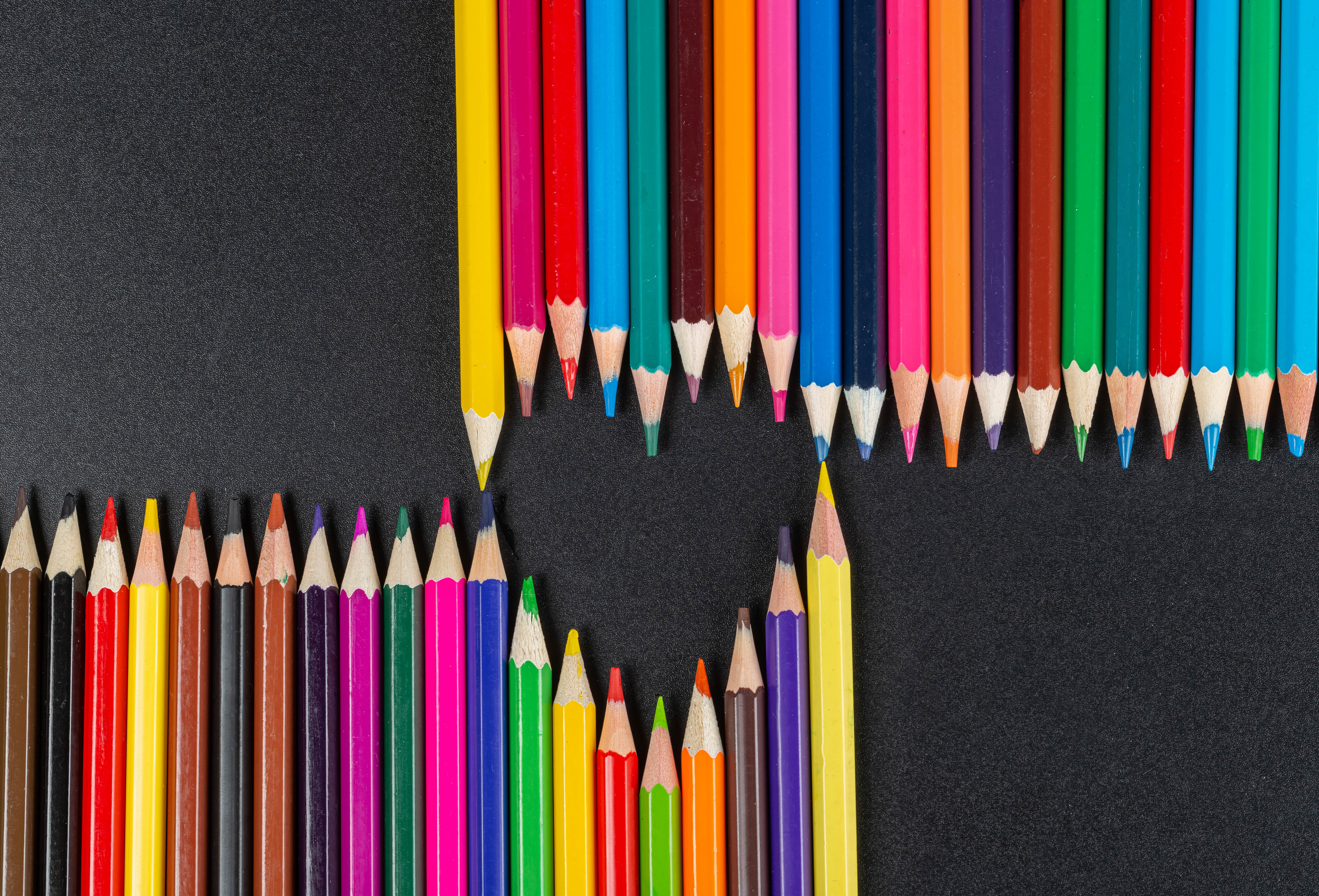 93749 скачать картинку карандаши, разноцветный, разное, сердце, острый - обои и заставки бесплатно