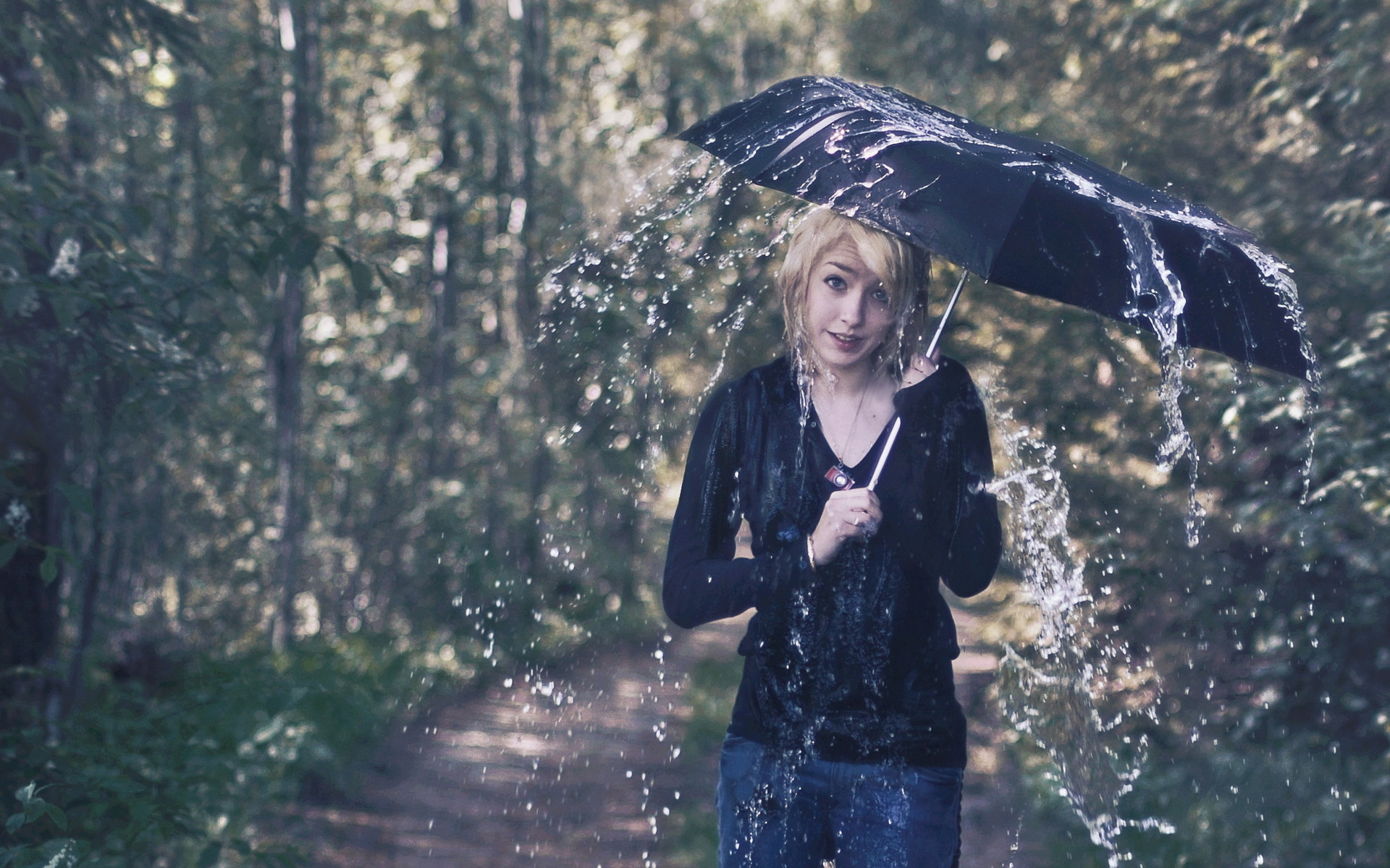 Download mobile wallpaper Rain, Photography, Model for free.