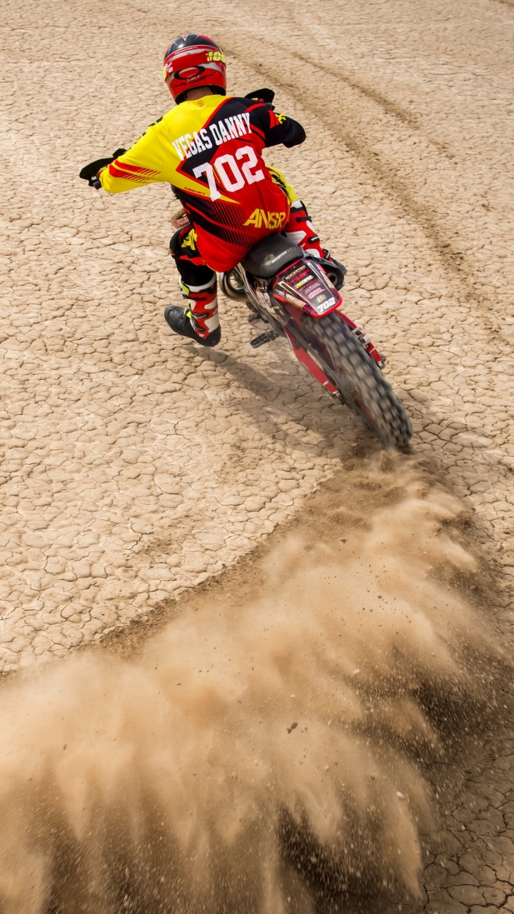 Download mobile wallpaper Sports, Motocross, Motorcycle, Dust, Vehicle for free.