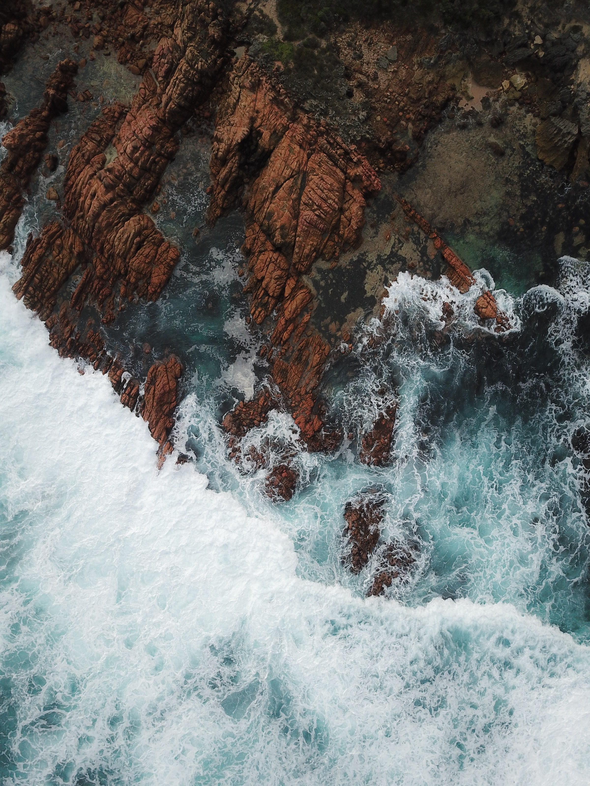 Download mobile wallpaper Rocks, Foam, View From Above, Sea, Nature for free.
