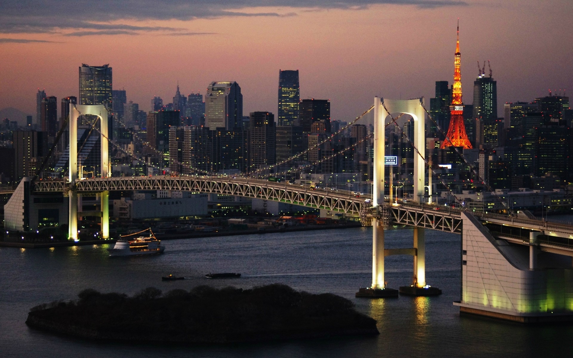 japan, man made, rainbow bridge, tokyo, bridges