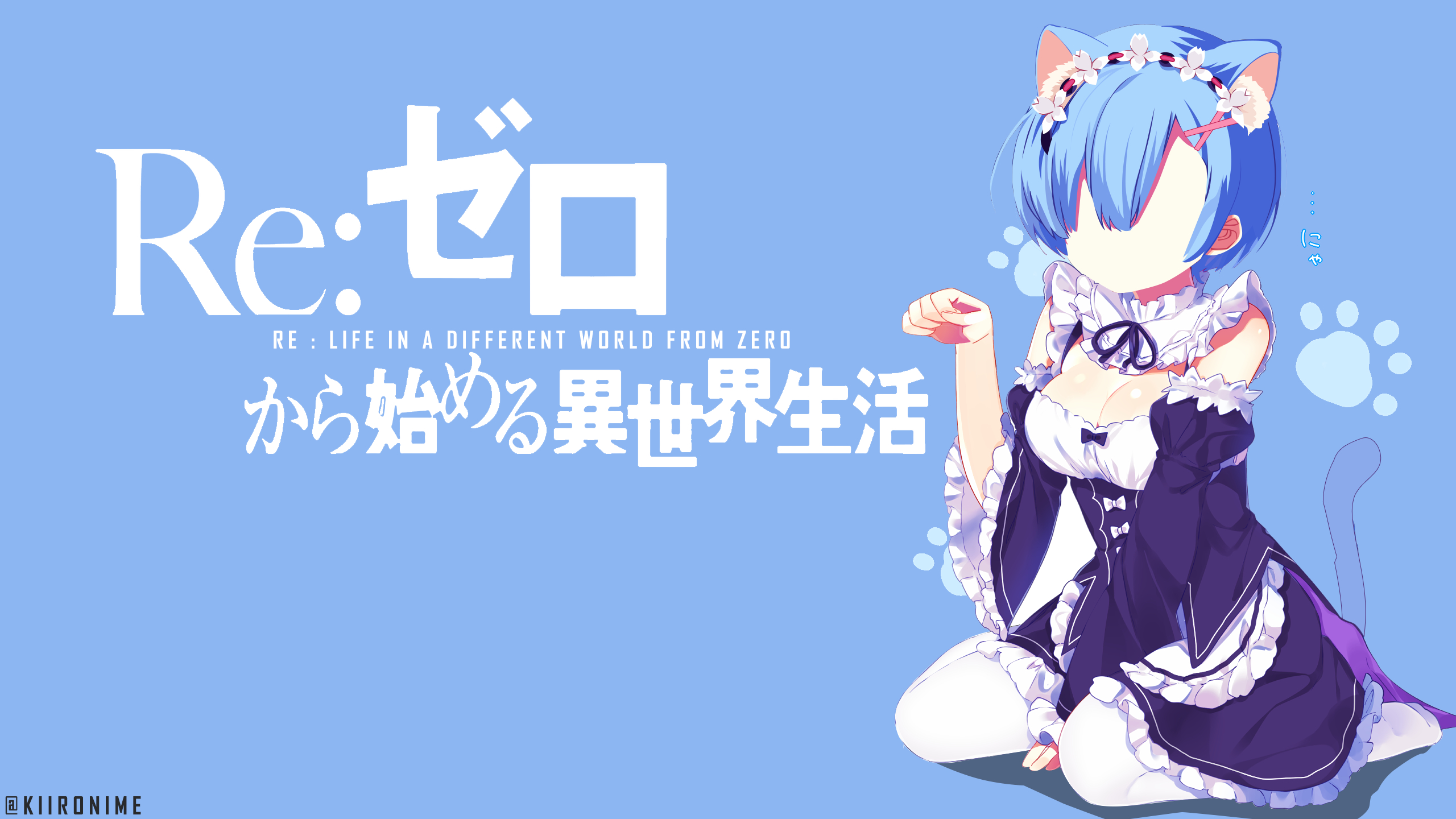 Handy-Wallpaper Blaue Haare, Animes, Katzenmädchen, Re:zero Das Leben In Einer Anderen Welt Beginnen, Rem (Re: Null) kostenlos herunterladen.