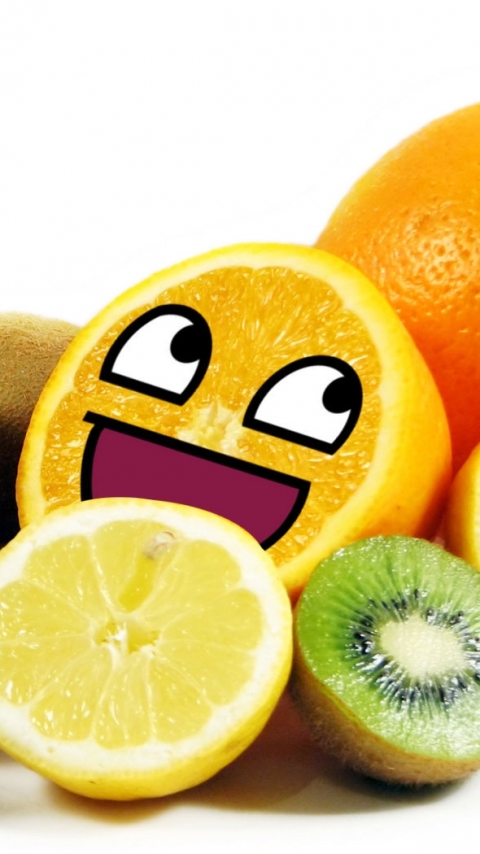 Handy-Wallpaper Humor, Obst, Frucht, Smiley, Orange Farbe) kostenlos herunterladen.