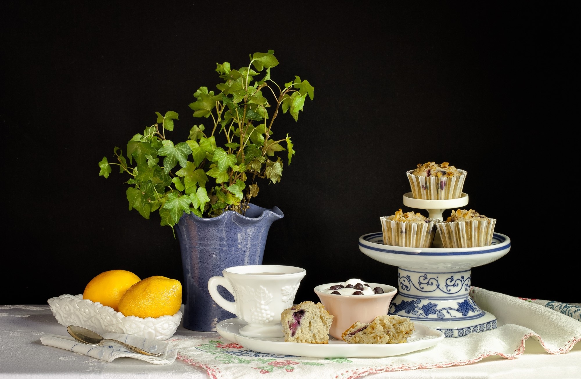 Download mobile wallpaper Still Life, Lemon, Photography, Cupcake, Teacup for free.