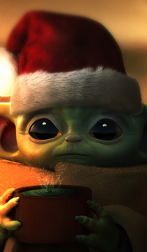 Handy-Wallpaper Fernsehserien, Krieg Der Sterne, Weihnachtsmütze, The Mandalorian, Baby Yoda kostenlos herunterladen.