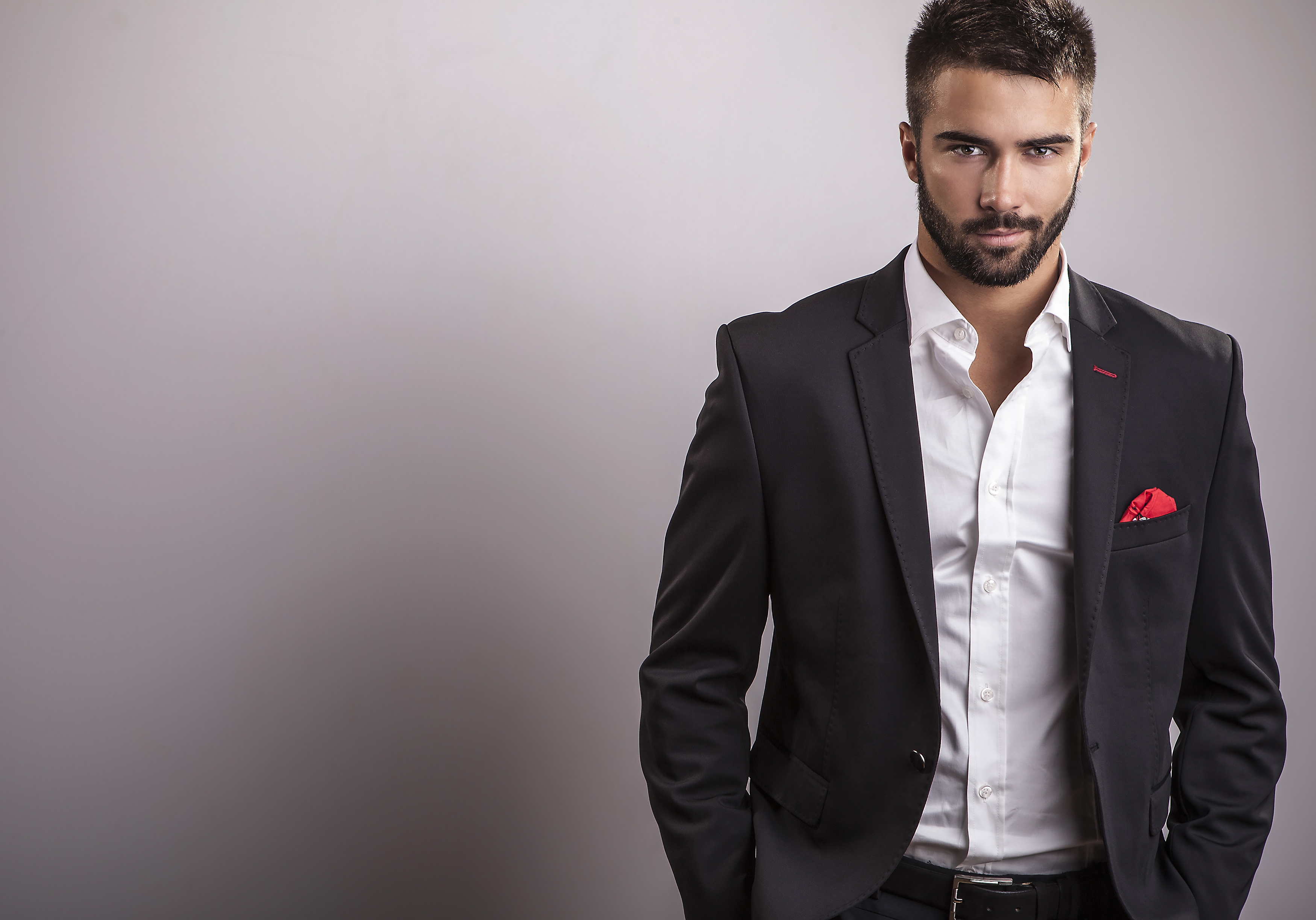 Download mobile wallpaper Men, Beard, Model, Suit for free.