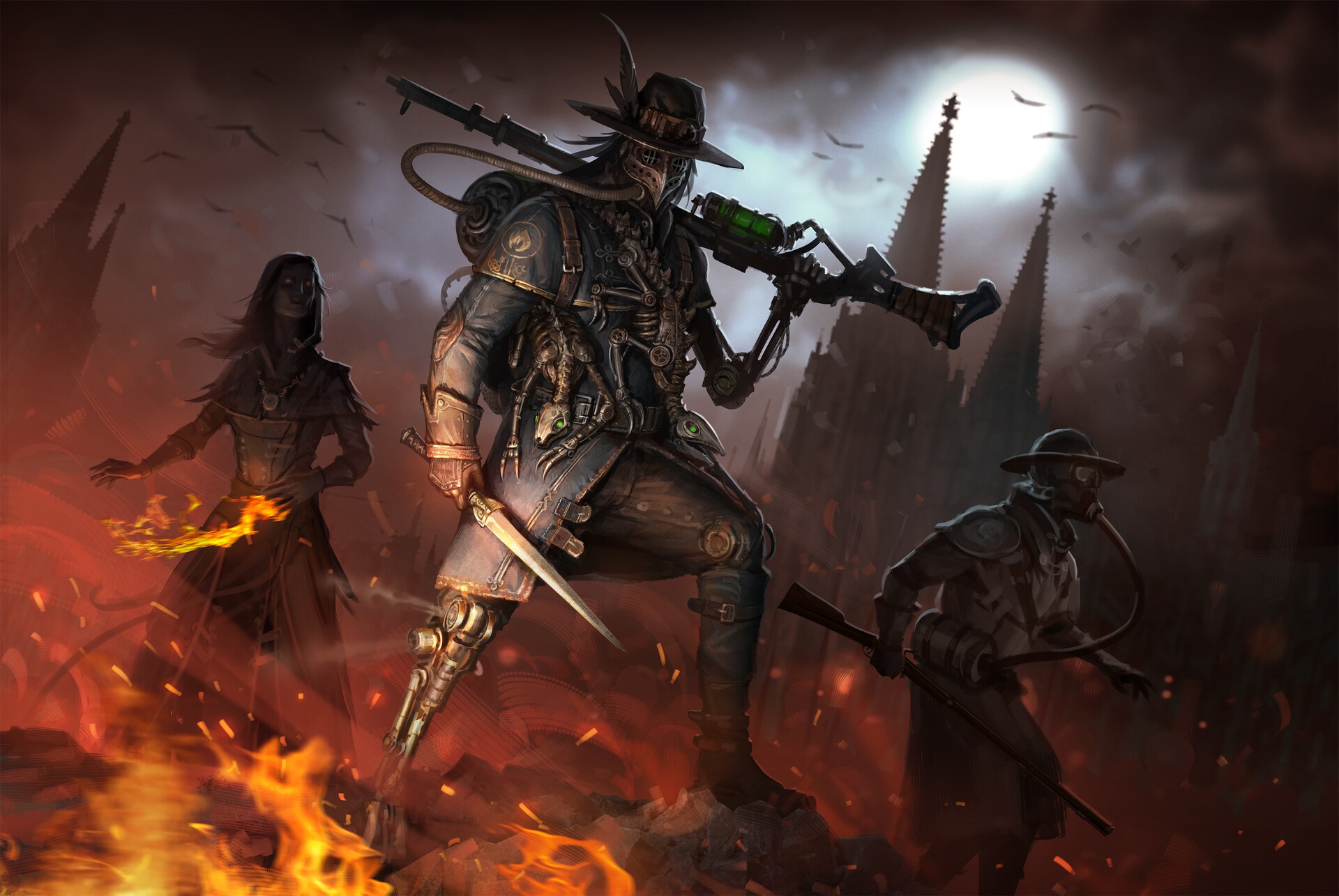 Free download wallpaper Dark, Warrior, Steampunk, Witch on your PC desktop