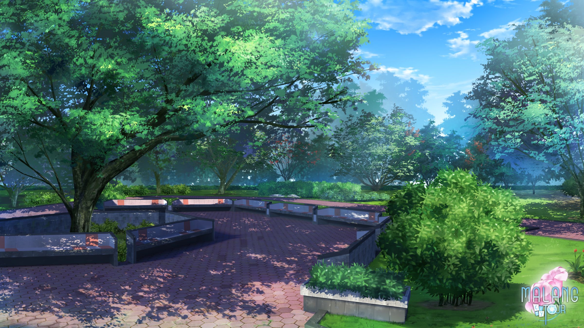 Download mobile wallpaper Anime, Landscape, Sky, Tree, Cloud, Original for free.