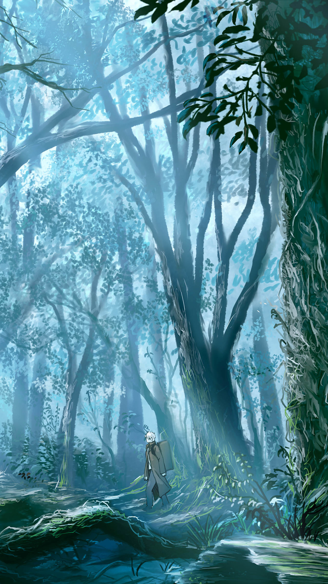 mushishi, anime, forest phone wallpaper
