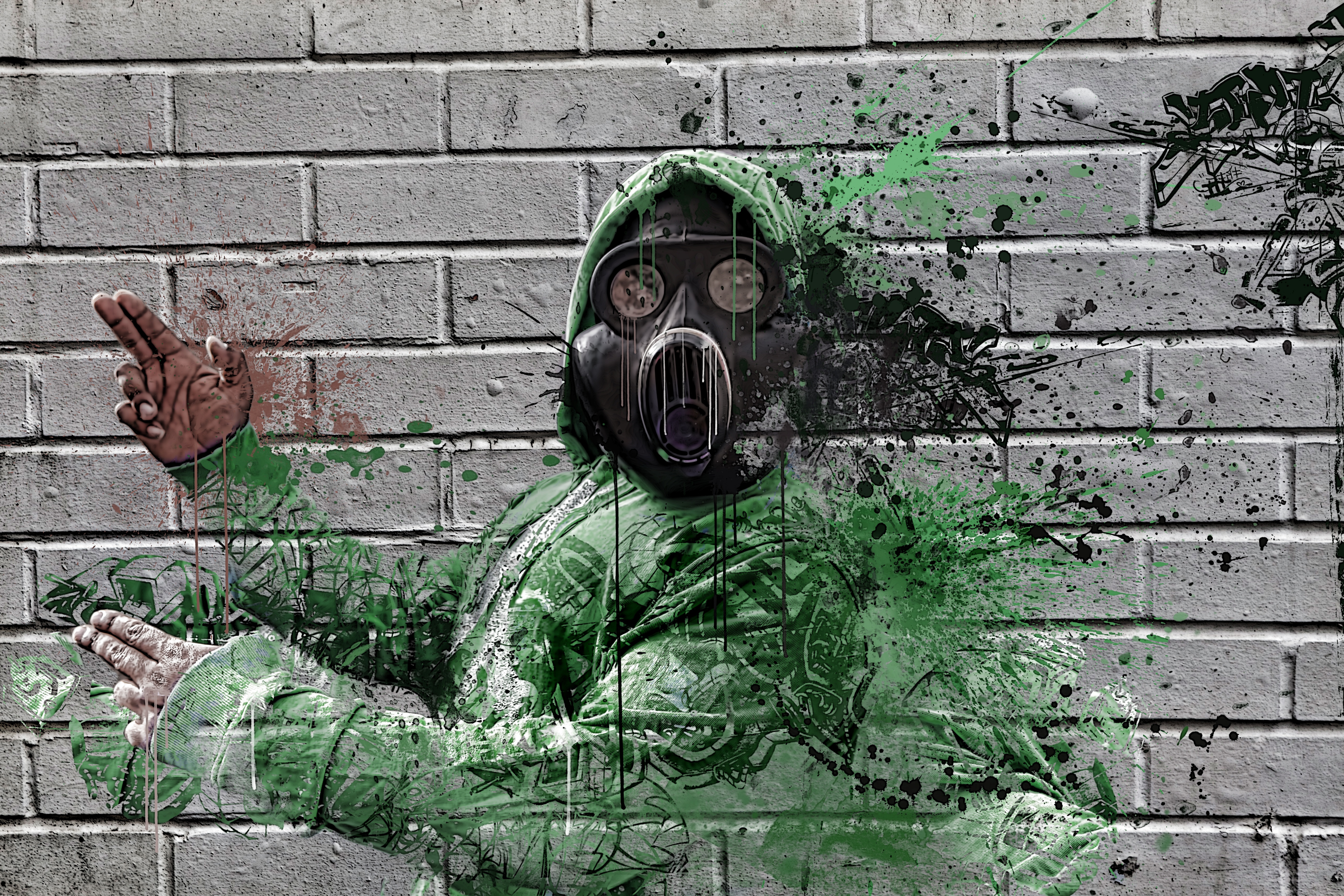Handy-Wallpaper Graffiti, Künstlerisch, Gas Masken kostenlos herunterladen.