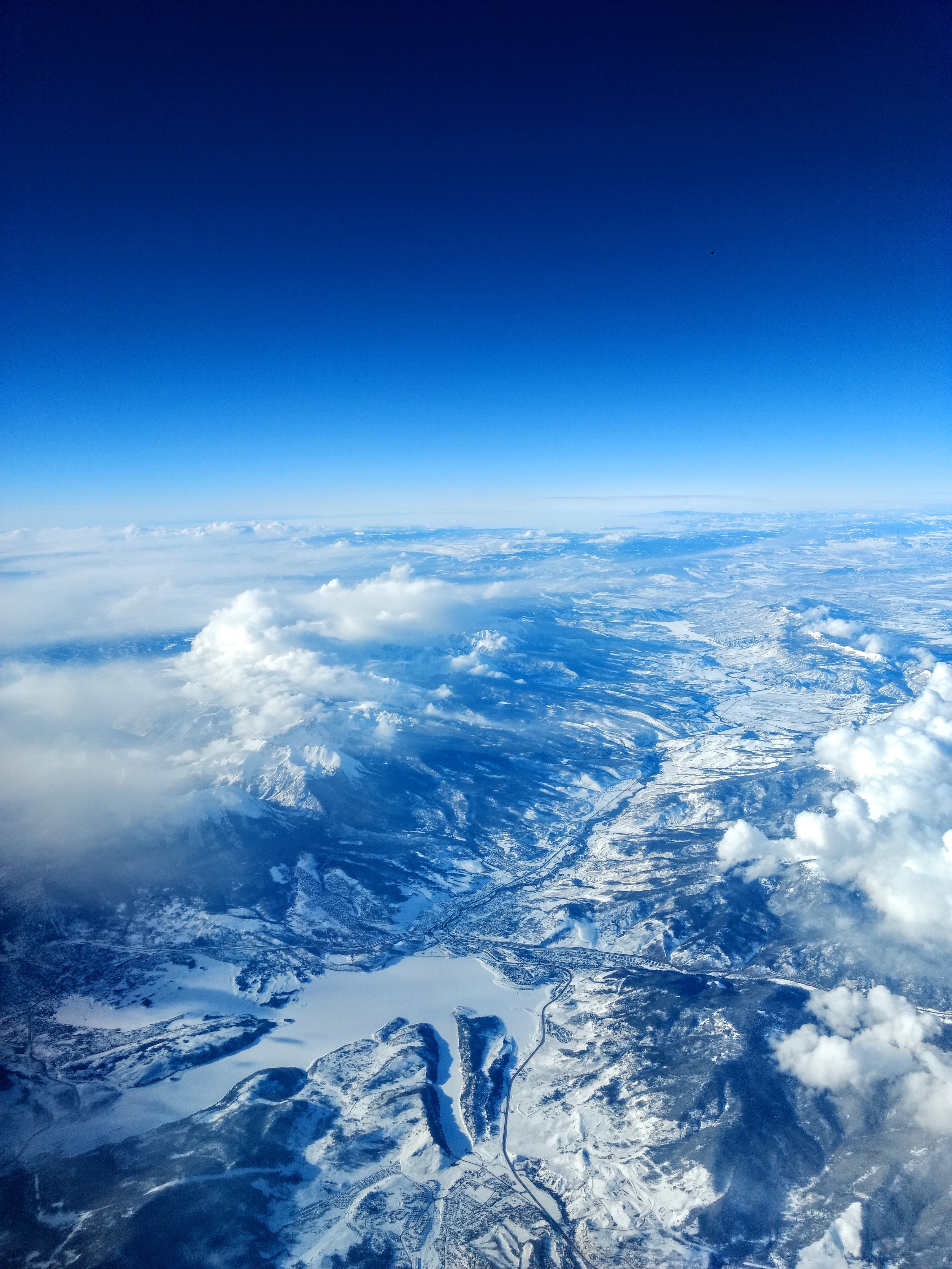 Download mobile wallpaper Clouds, Vertex, View From Above, Tops, Sky, Mountains, Nature for free.